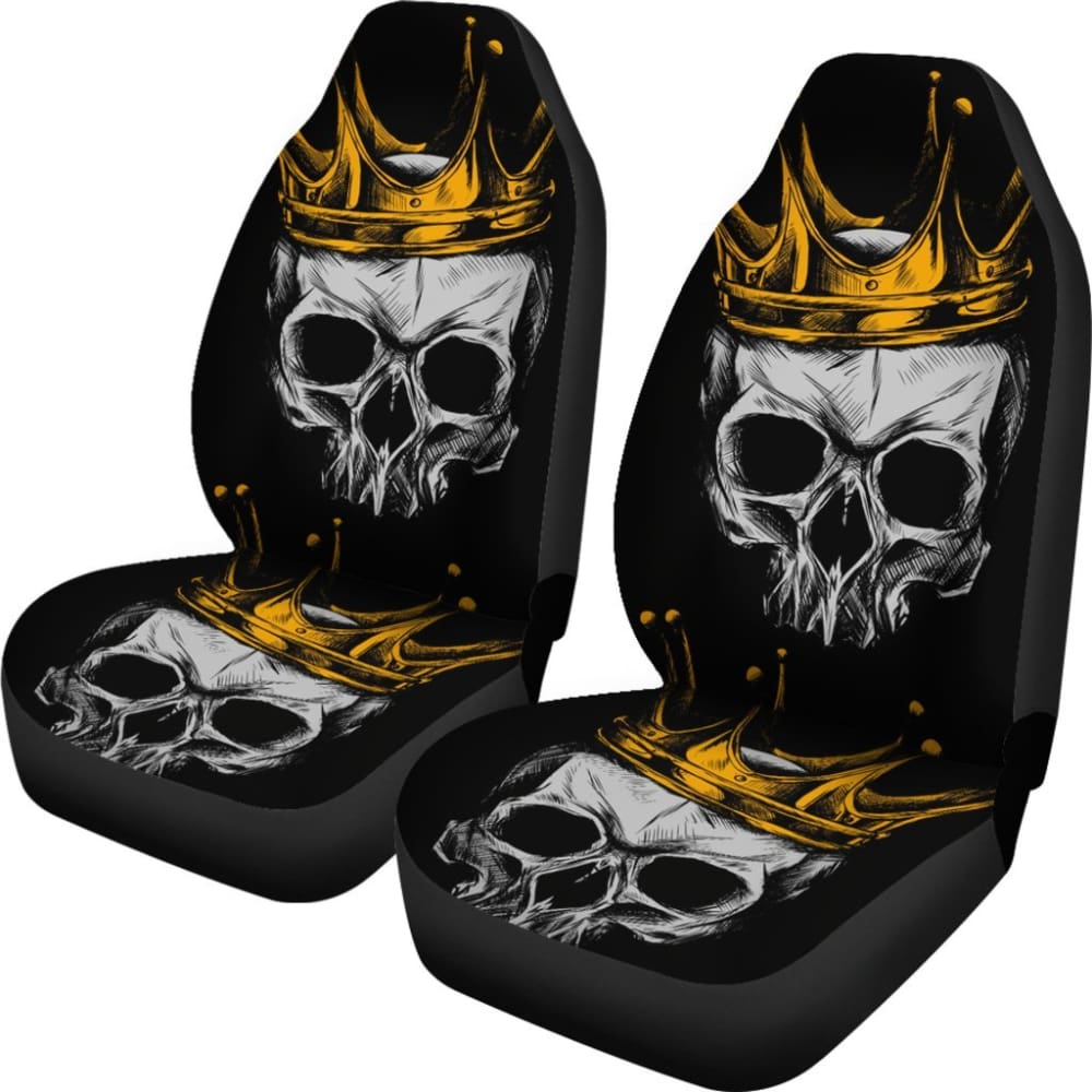 2 Pcs Gothic Skull Car Seat Covers - Universal Fit for Cars, Trucks & SUVs - Black Horror Decor Seat Protectors for Halloween, Car Enthusiasts & Gothic Style Lovers