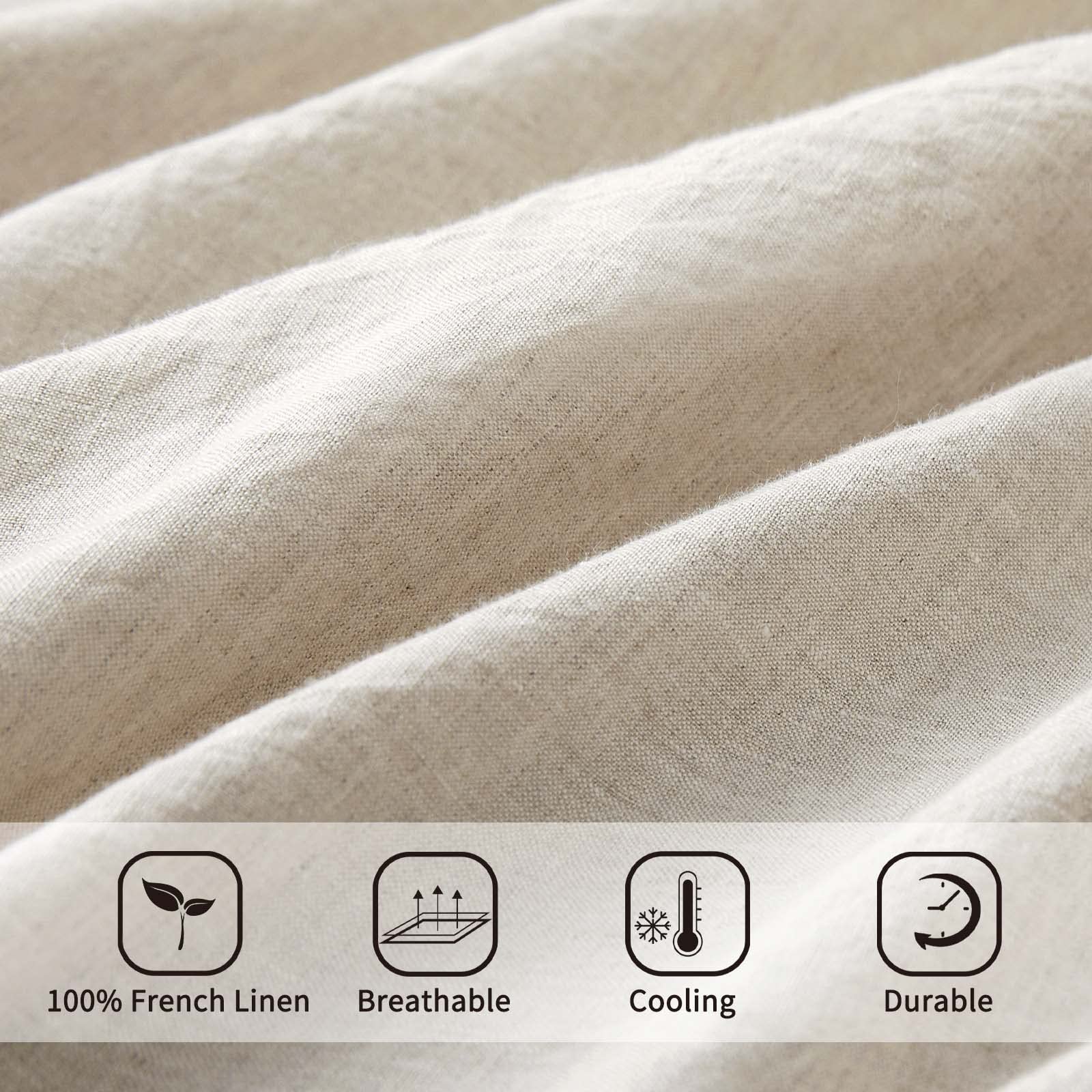 ATLINIA 100% Pure Flax Linen Bed Sheets Set King Size - Stone Washed French Linen Bedding for Farmhouse Style (Set of 4: Deep Pocket Fitted Sheet, Flat Sheet & 2 Pillowcases) - Breathable & Durable for All Seasons - Perfect for Home, Hotel, and Vacation Rental Bedrooms