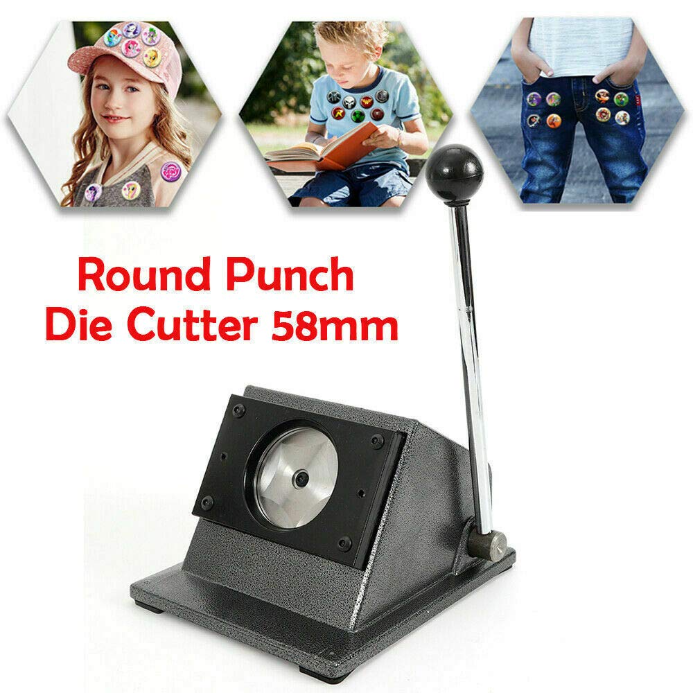 58mm (2.3 Inch) Round Button Maker Machine - Professional Badge Button Press with Circle Cutter, PVC Card Punch Die for Custom ID Badges, Credit Card Cutting - Perfect for DIY Crafts, Events, Promotions & School Projects