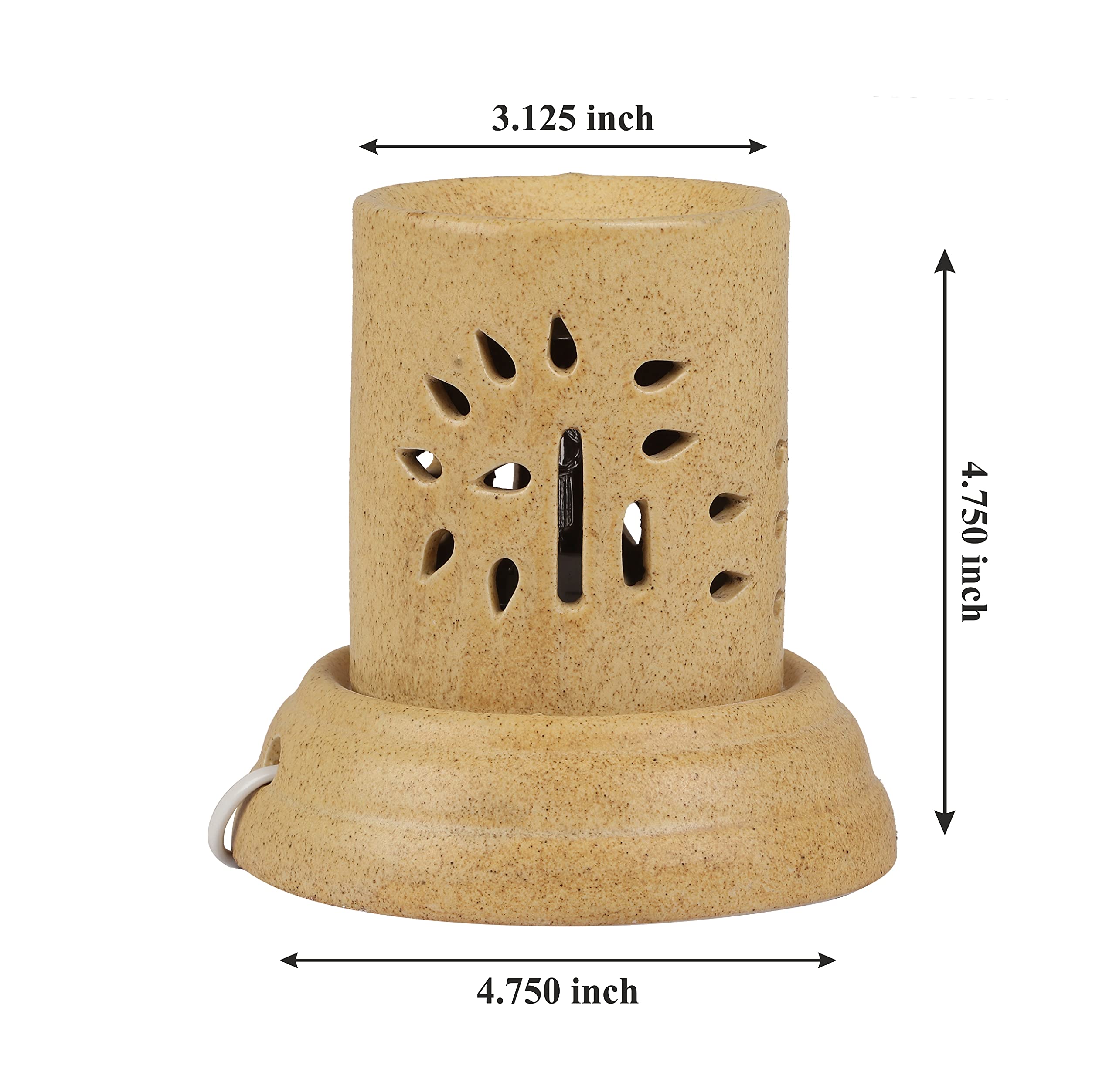CEC Electric Aroma Diffuser - Round Small Cut Design Essential Oil Diffuser & Burner, Brown (1 Pack) - Perfect for Home, Office, Yoga & Spa Relaxation