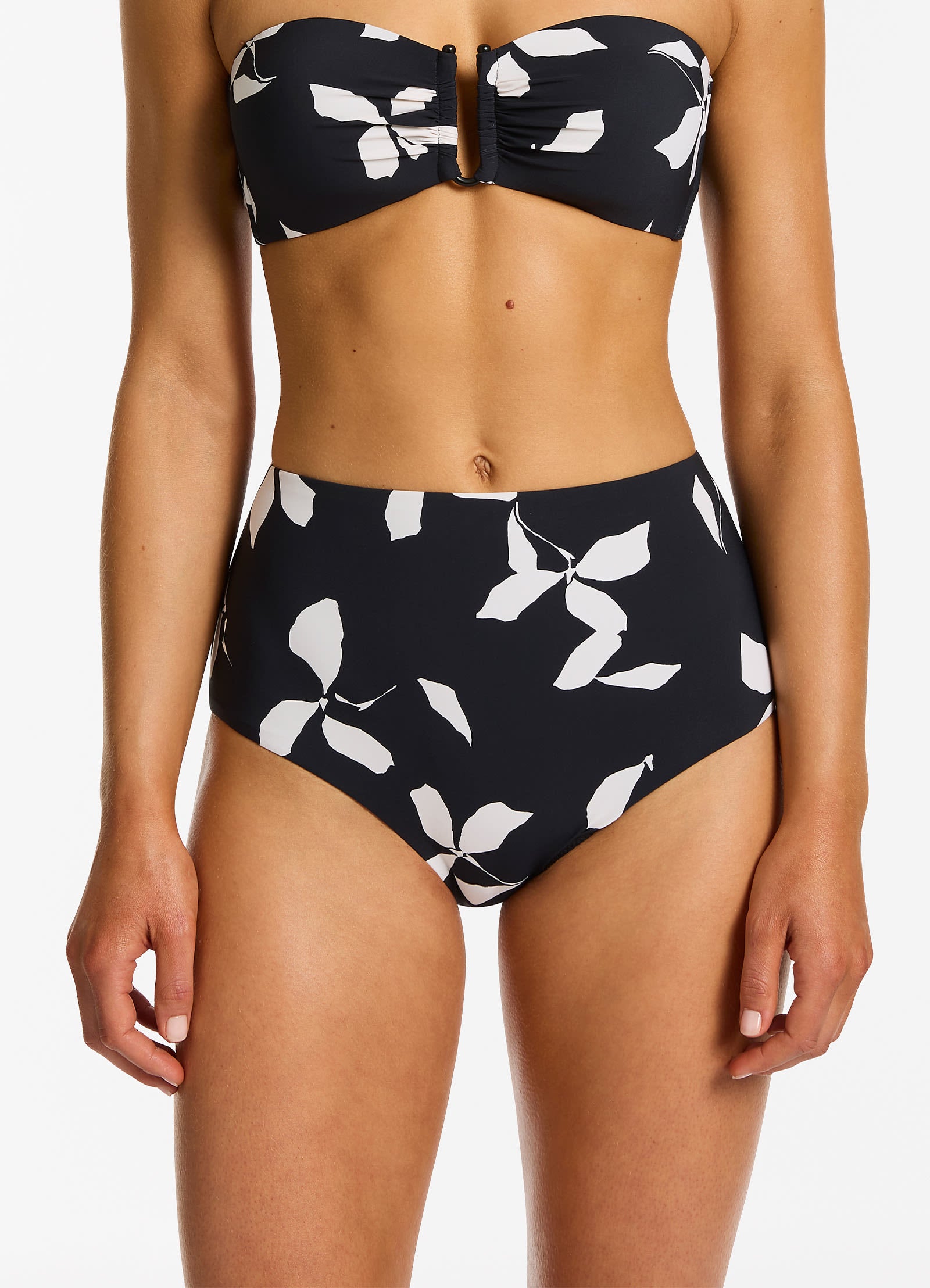 Elora Bloom High Waist Bikini Bottom - Sexy Black Swimwear for Women | Perfect for Beach Vacation, Pool Party & Summer Getaways