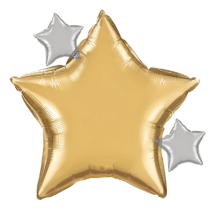 10-Piece Bulk Starry Night Metallic Star Balloons for Birthday Parties, Baby Showers & Wedding Decorations