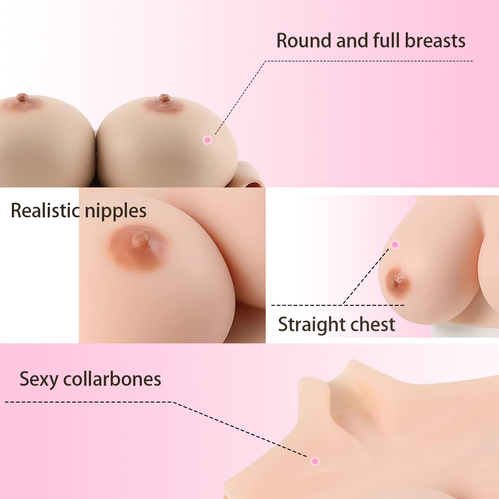 Premium Silicone Breastplate - Realistic Fake Boobs for Crossdressing, Cosplay & Drag Shows - Comfortable & Natural-Looking Prosthetic Breast Forms for MTF, Costumes & Theater Performances