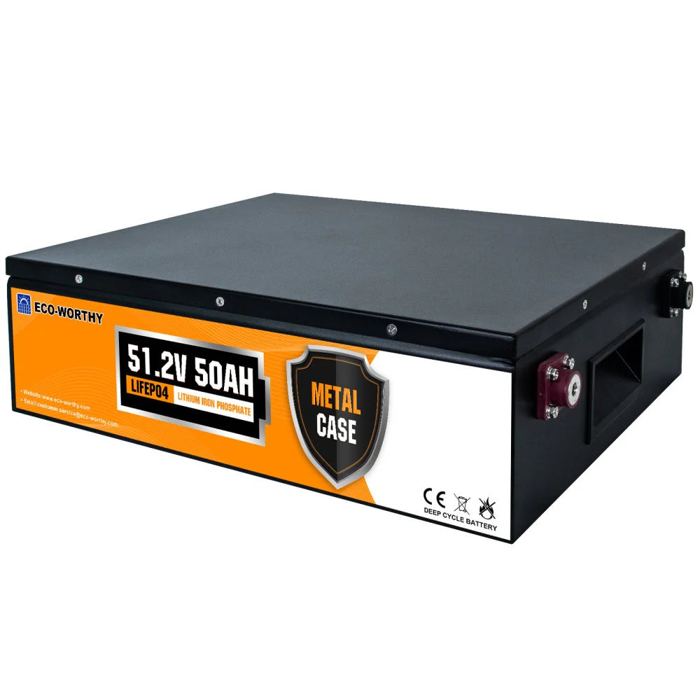ECO WORTHY 48V 50Ah Stackable LiFePO4 Lithium Battery for Solar Energy Storage, Off-Grid Power Systems, and RV Applications - Long Lasting & High Efficiency