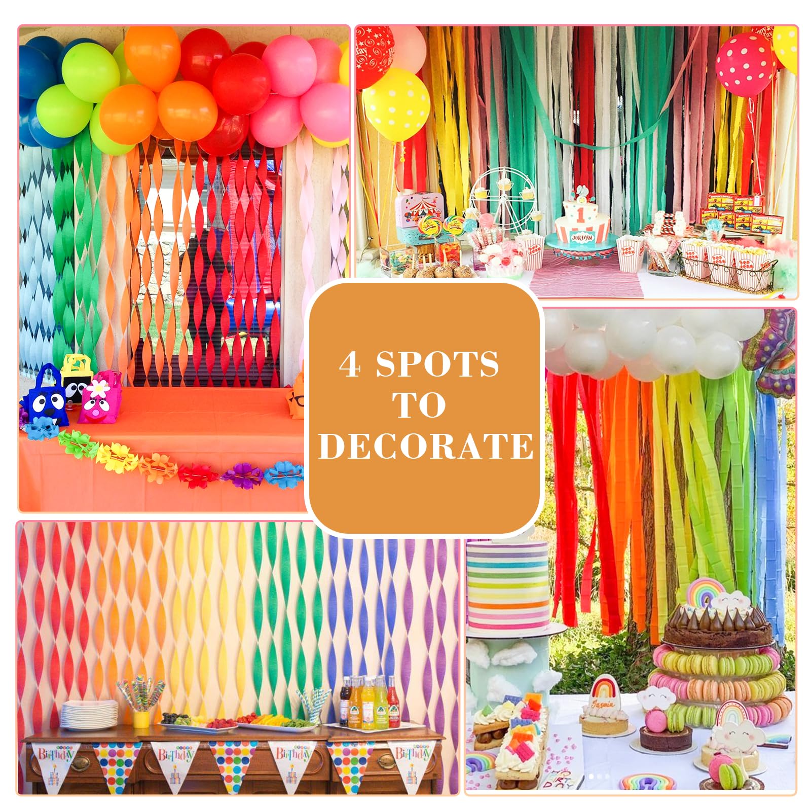 GCB Yellow Crepe Paper Streamers - 4 Rolls (328ft Total) for Party Decorations | Birthday, Wedding, Baby Shower, Engagement & Anniversary Decor | 1.8in x 82ft per Roll | Perfect for Ceiling Decor, Photo Backdrops & Festive Events