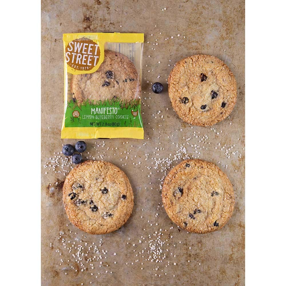 Sweet Street Lemon Blueberry Manifesto Cookie - 2.8oz (48 Count Case) | Gourmet Dessert Cookies for Parties, Gifts & Office Snacks