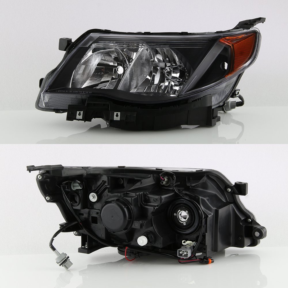 AKKON Black Housing Clear Lens Halogen Headlights for 2009-2013 Subaru Forester - Complete Headlight Assembly Set for Improved Night Driving & Off-Road Visibility