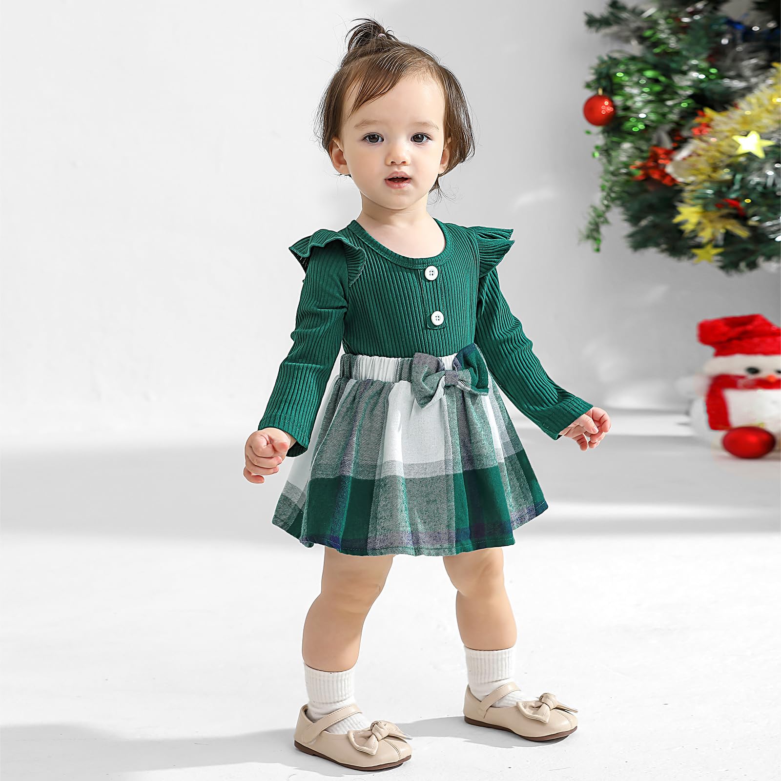 Adorable Baby Girl Fall Winter Outfits - Newborn Infant Ruffle Romper Dress with Headband 0-18 Months | Cute Baby Clothes for Holidays, Photoshoots & Special Occasions