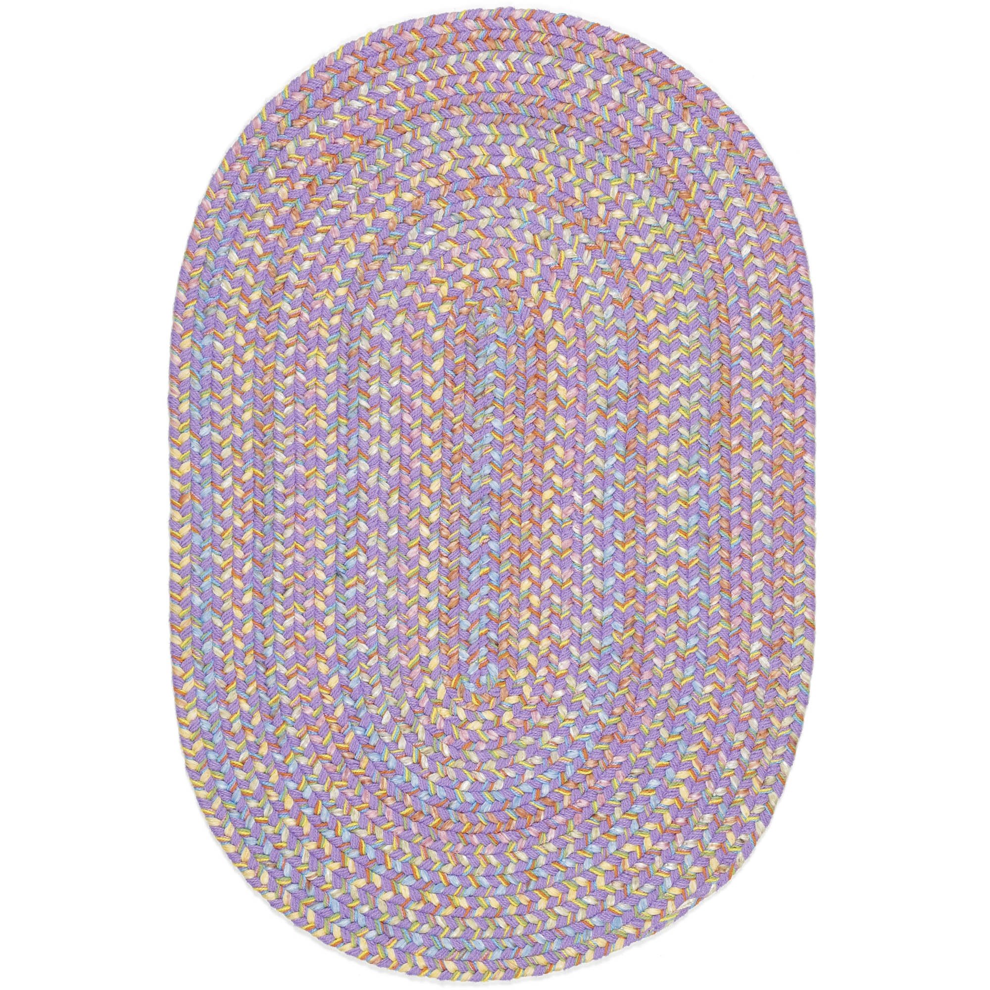 Braided Kids Area Rug - Washable Oval Rug for Nursery, Playroom & Classroom - Non-Slip Floor Mat (2'x4', Violet Multi) - Made in USA | Perfect for Toddler Play Areas, Daycare Centers & Home Decor
