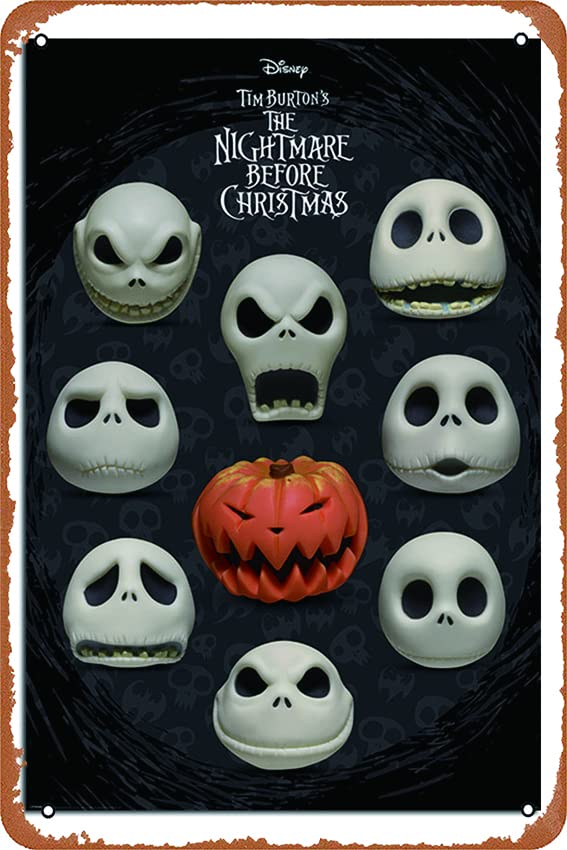 Vintage Nightmare Before Christmas Jack Skellington Metal Tin Sign - 12x8 Inch Retro Wall Art for Home, Bar & Coffee Shop Decor - Perfect for Halloween & Christmas Themed Parties
