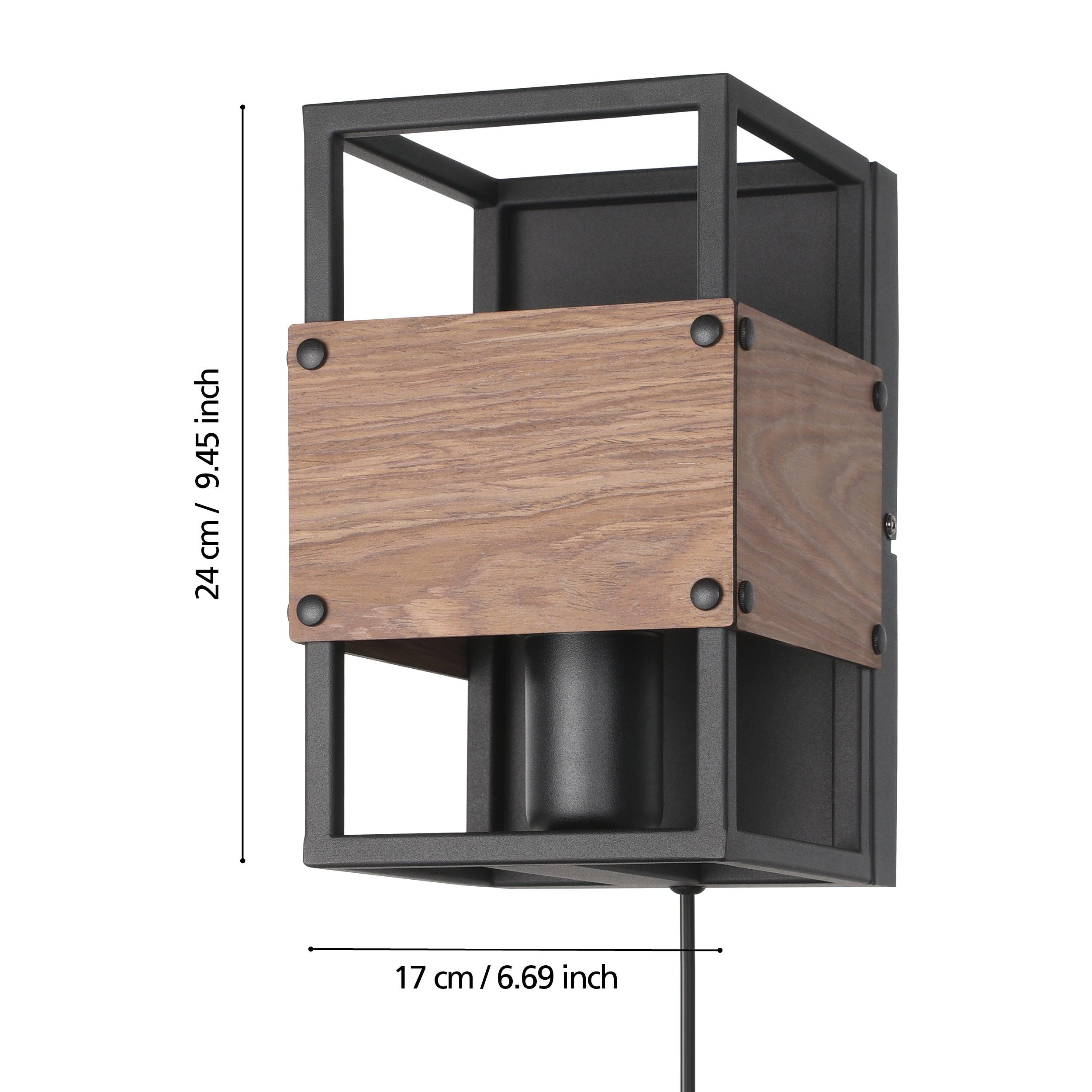 Eglo Evesham Black & Brown Wall Light - Modern Indoor/Outdoor Sconce for Living Room, Bedroom, Porch & Patio Lighting