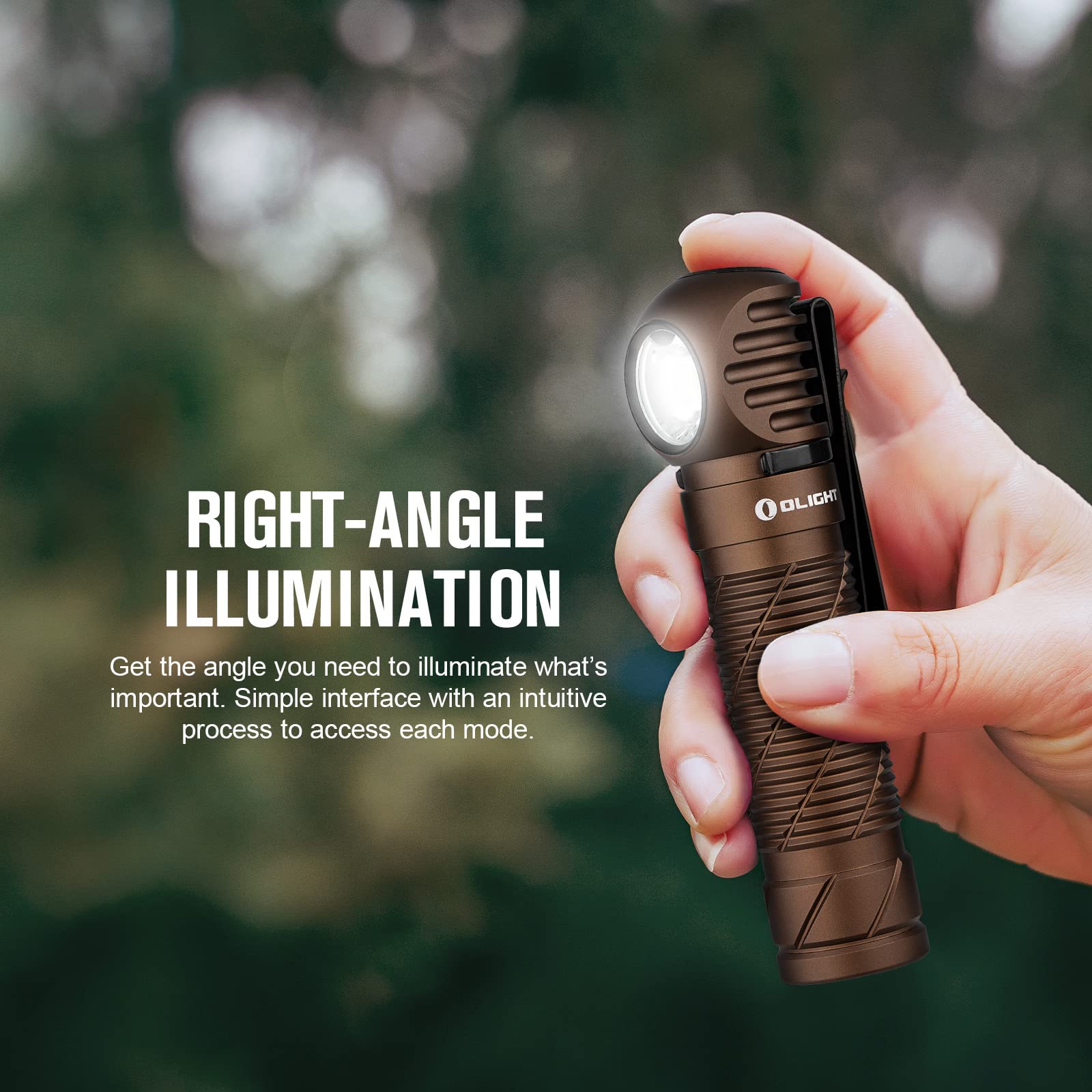 Olight Perun 2 2500 Lumens Rechargeable LED Headlamp - IPX8 Waterproof Right Angle Flashlight for Camping, Hiking, Hunting & Hard Hat Work | Hands-Free Head Light for Outdoor Adventures & Emergency Situations (Desert Tan)