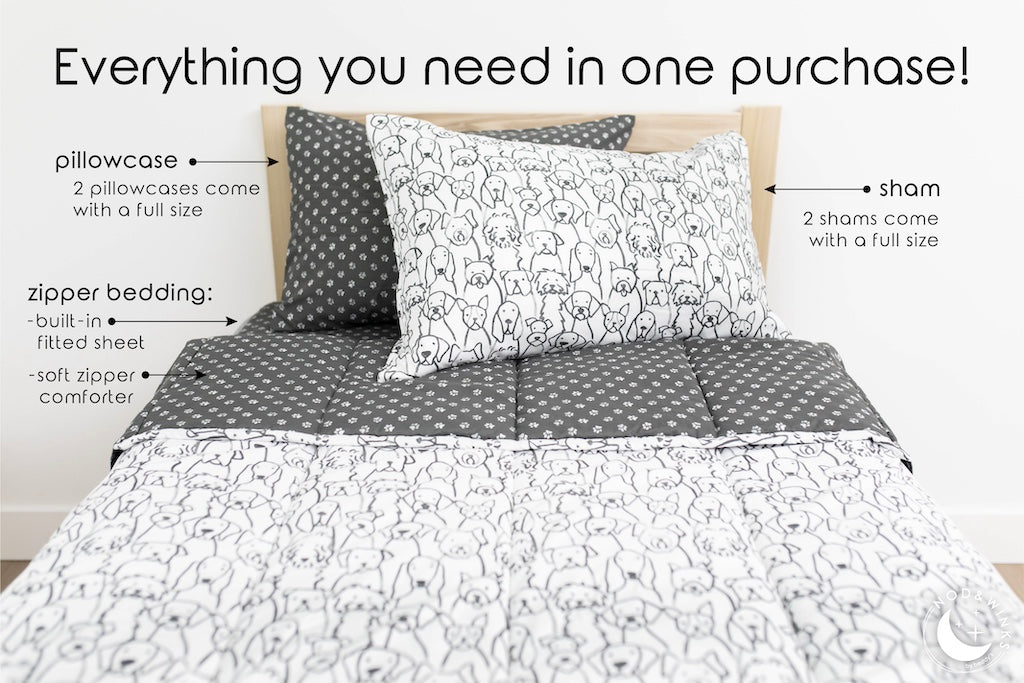 **Cozy Puppy Dog Zipper Bedding Set - Soft & Washable Pet Bed Cover for Small Dogs - Perfect for Crates, Kennels & Home Use**