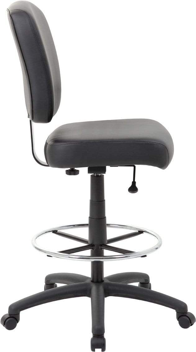 Boss Oversized Drafting Stool [B1680 BK] - Adjustable Height Bar Stool for Home Office, Studio & Industrial Workspaces - Ergonomic Design for Architects, Artists & Designers