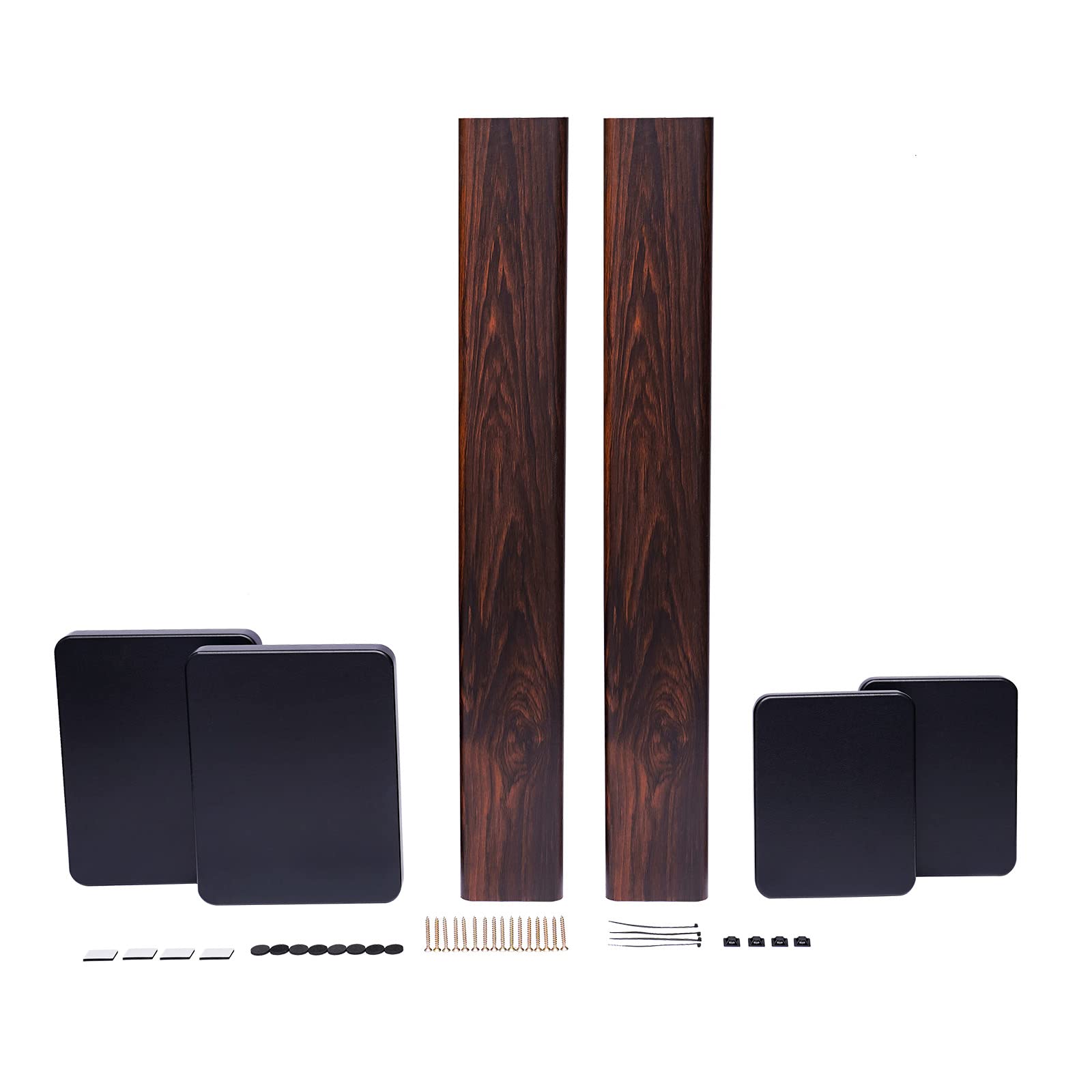 Premium 36 Inch Universal Speaker Stands for Bookshelf & Floor Speakers - Dark Wood Grain Design, Supports Up to 56.12Lbs (2-Pack) - Perfect for Home Theater, Studio & Living Room Audio Setup
