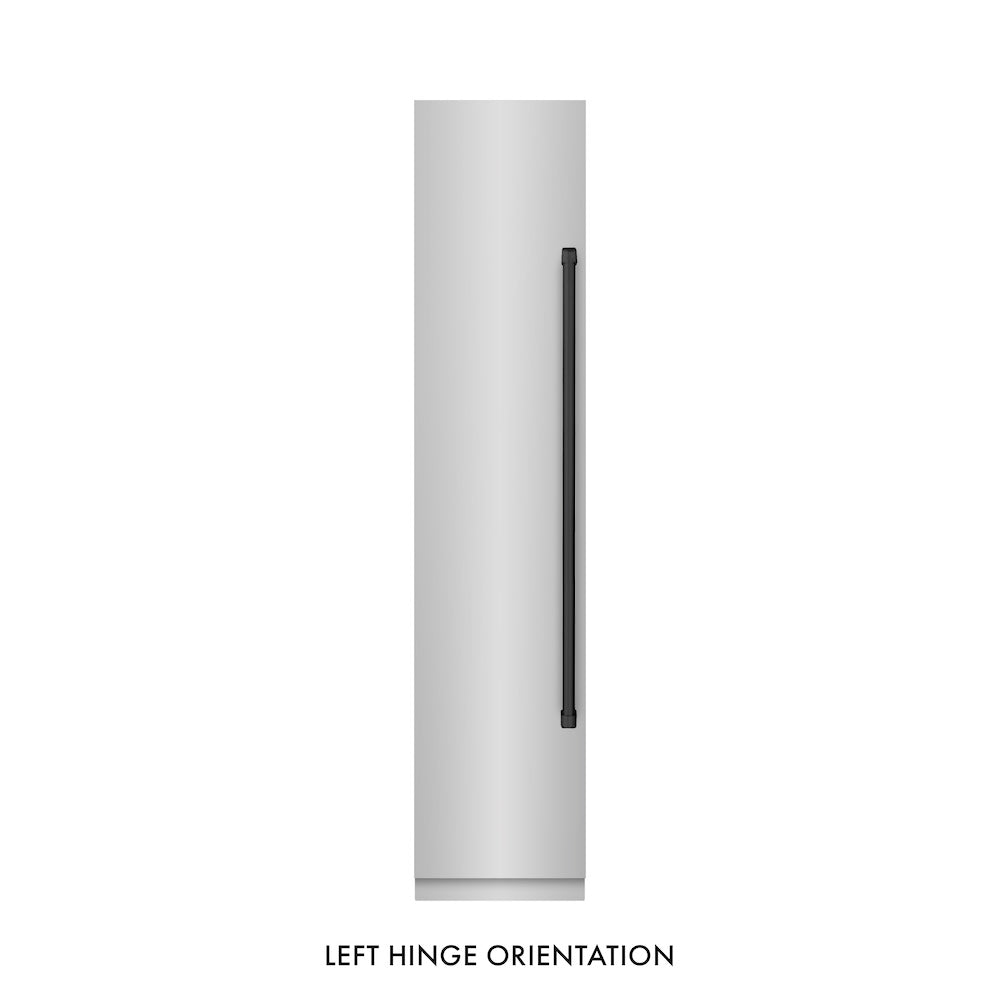 ZLINE Autograph Edition 18-Inch 8.6 cu ft Left Hinge Stainless Steel Column Freezer with Graphite Gray Interior & Matte Black Accents (RCFVLZ 30418 MB) - Perfect for Home Bars, Basements, and Commercial Kitchens