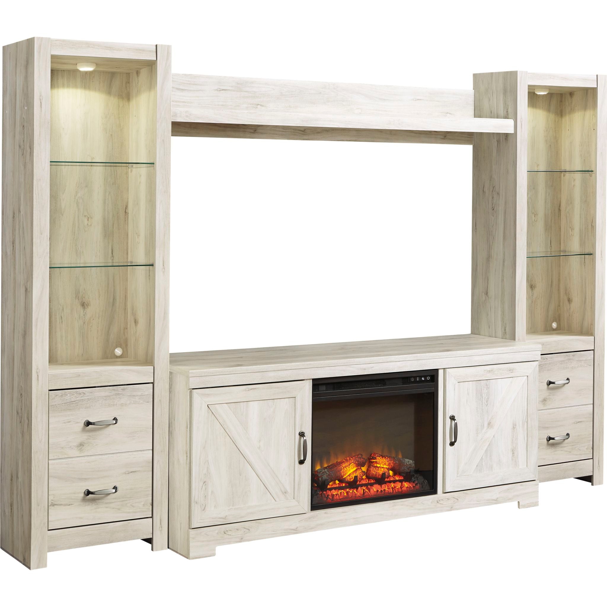 Bellaby 5-Piece Entertainment Unit TV Stand Set - Modern Whitewash Finish for Living Room, Home Theater & Media Storage