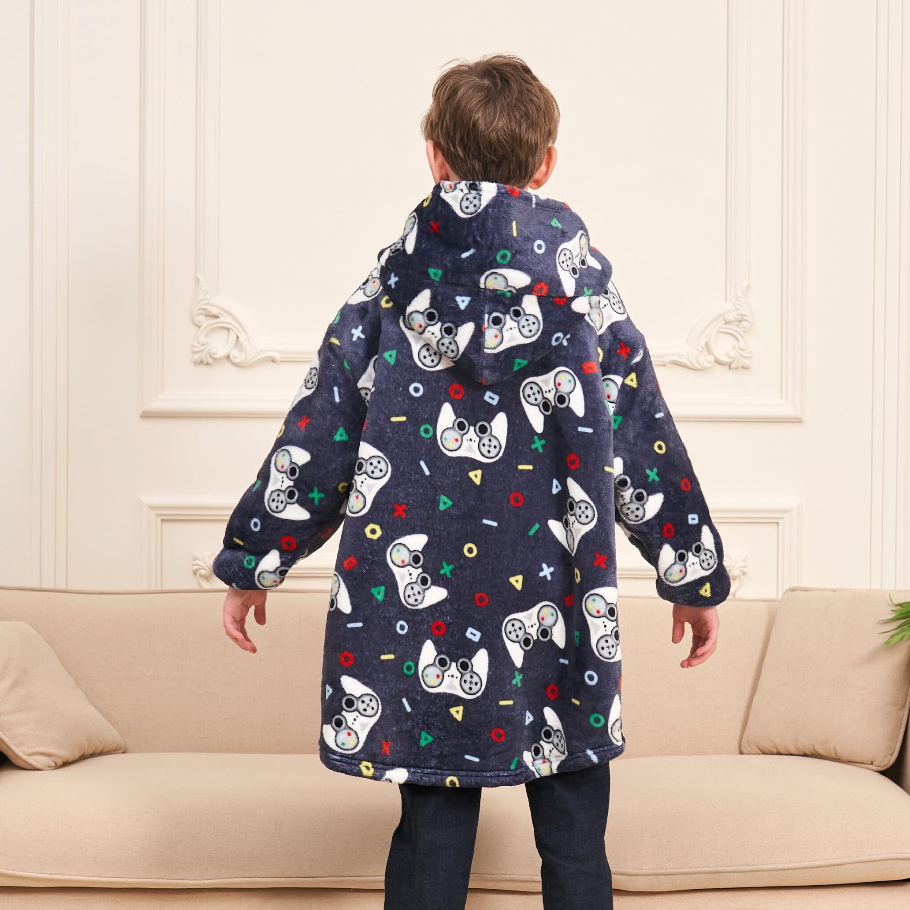 Boys Gamer Oversized Hoodie - Warm Fleece Hooded Sweatshirt for Kids | Comfortable Gaming & Casual Wear for Boys