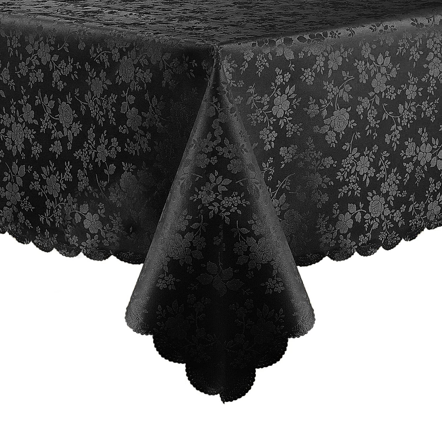 Smiry Waterproof Heavy Duty Vinyl Tablecloth - Wipeable & Washable Rectangle Table Cover for Kitchen, Dining Room, Outdoor Picnics & Party Events (Black, 52
