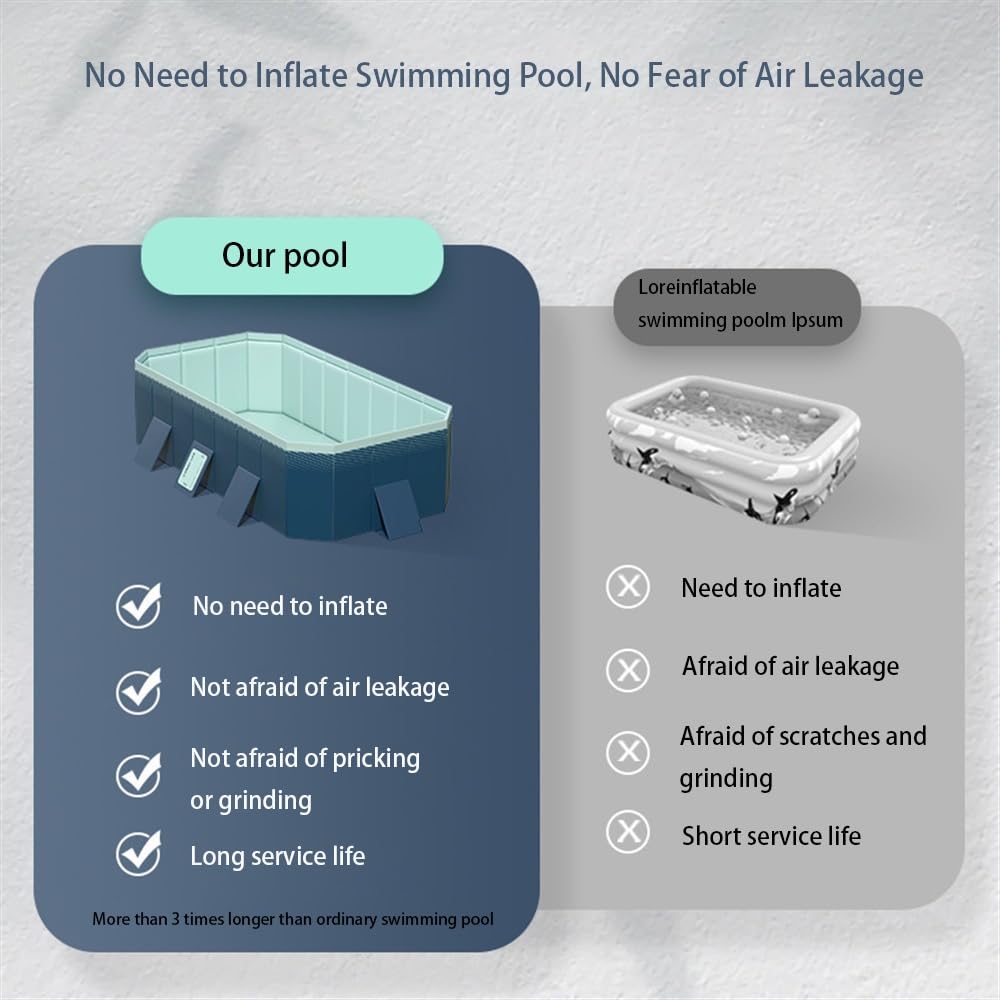 2024 Foldable Above Ground Swimming Pool with 19 Accessories - 6.9ft Rectangular Non-Inflatable Outdoor/Indoor Summer Pool for Adults & Kids | Perfect for Backyard, Patio, and Family Gatherings