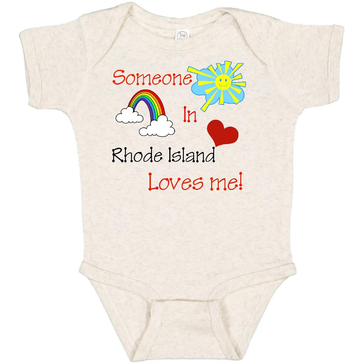 Inktastic 'Someone in Rhode Island Loves Me' Baby Bodysuit - Cute Outfit for Newborns & Infants | Perfect Gift for Rhode Island Parents & Family