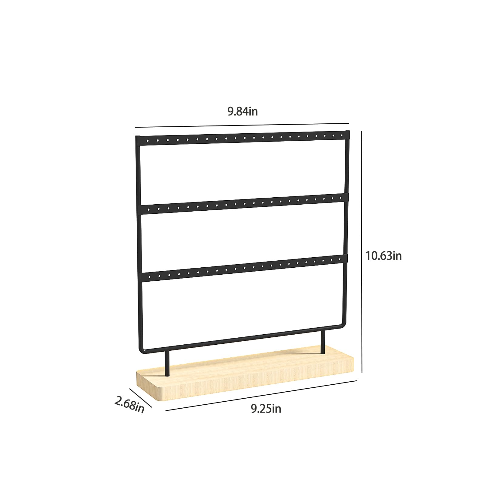 Julysky 3-Tier Black Earring Holder Stand - Jewelry Organizer for Hanging Earrings, Earring Display Tree with Multiple Hooks - Perfect for Bedroom Vanity, Dresser Top or Boutique Store Display