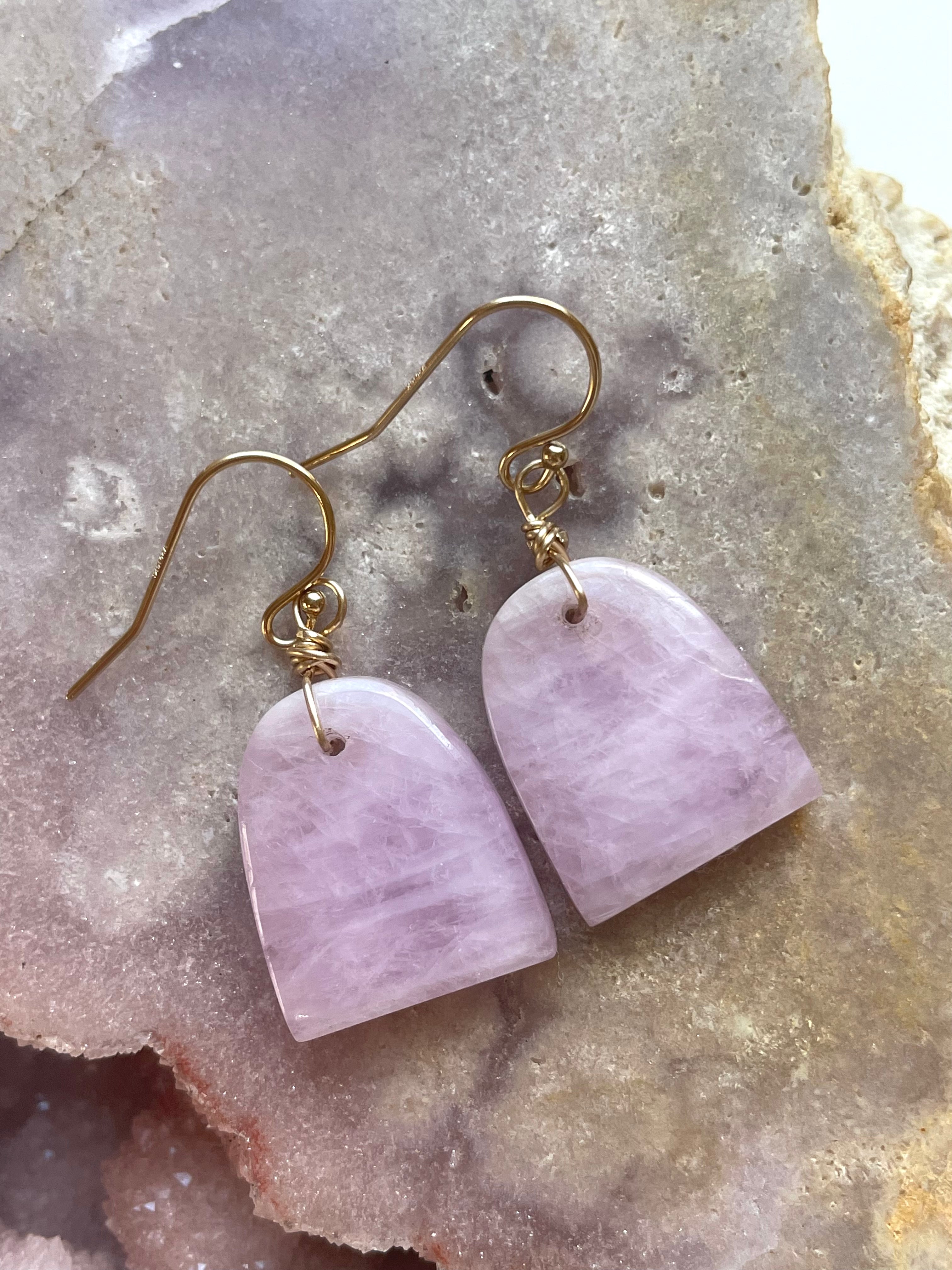 14K Gold Filled Kunzite Stud Earrings for Women - Elegant Pink Gemstone Jewelry for Everyday Wear & Special Occasions