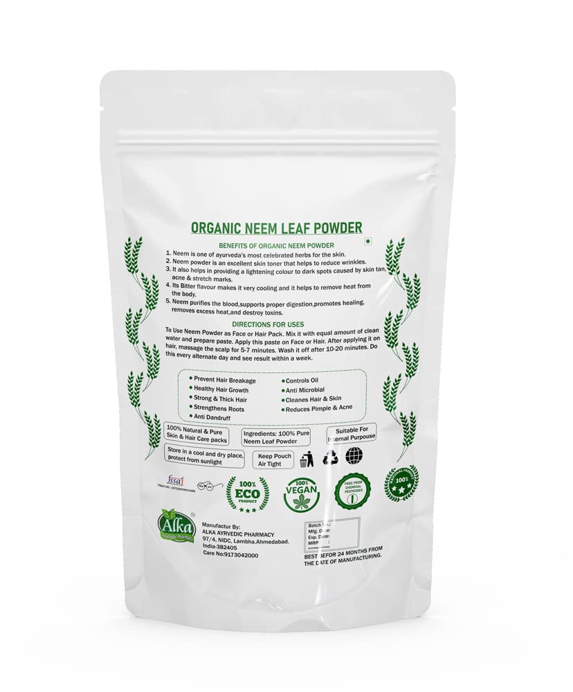 Pure Natural Neem Leaf Powder for Healthy Hair & Skin Care | Ayurvedic Treatment for Acne & Scalp Cleansing | Organic Face Pack for Men & Women | 100g | Perfect for Daily Skincare Routine & Hair Treatment
