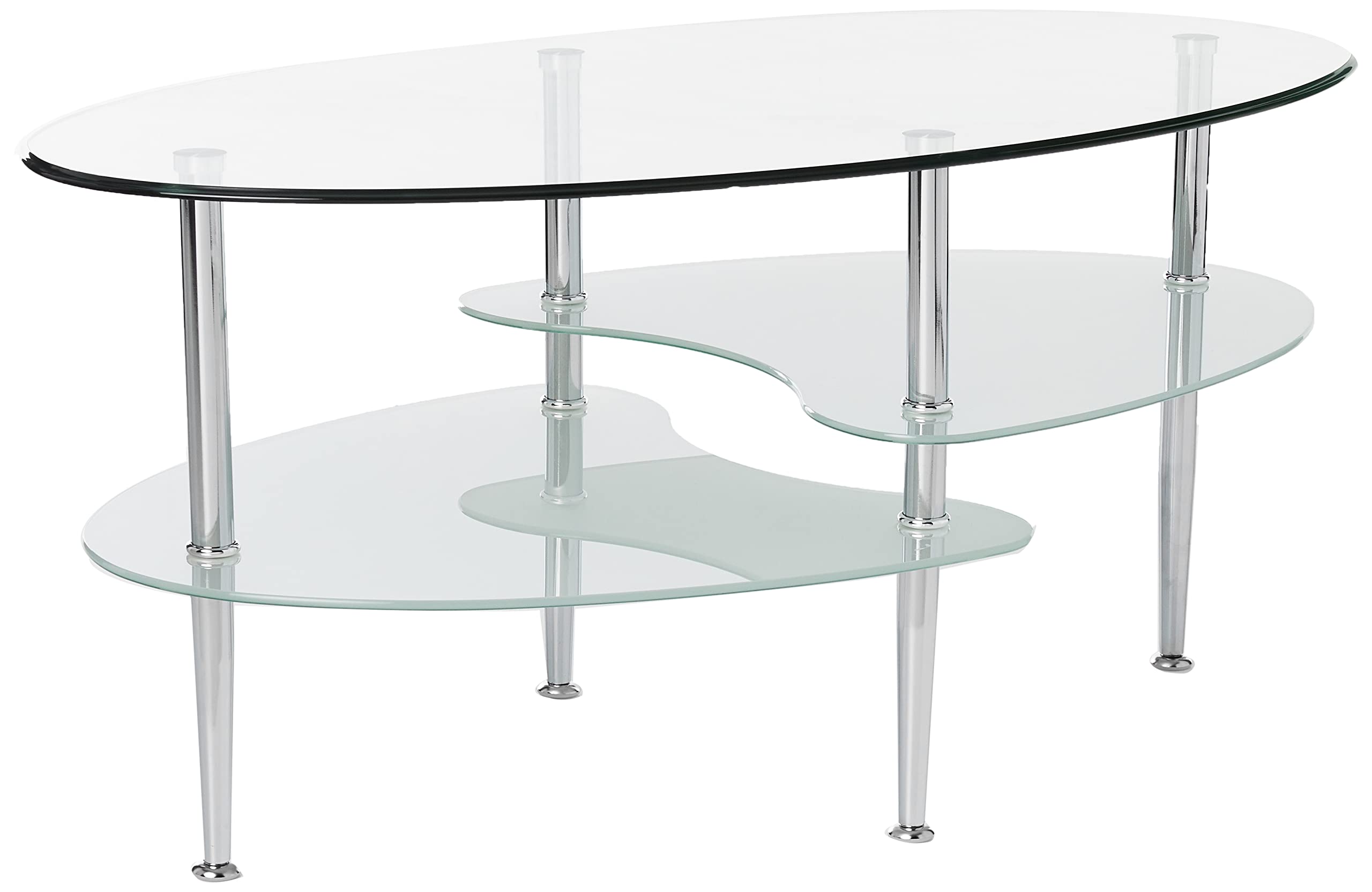 Walker Edison Modern Glass Coffee Table with Storage Shelf - 37 Inch Accent Ottoman for Living Room, Bedroom & Office - Stylish & Functional Furniture for Small Spaces