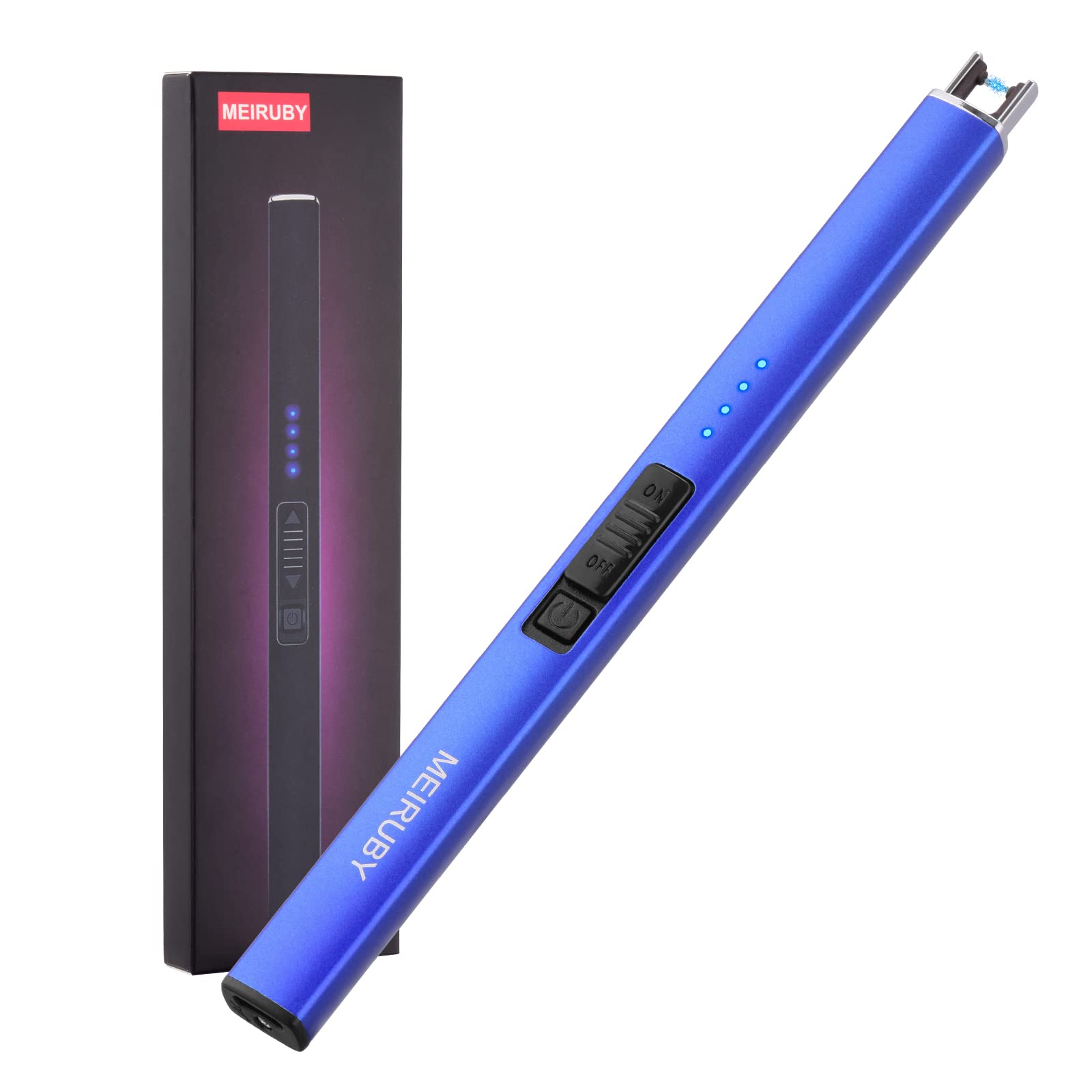 Rechargeable USB Electric Arc Lighter - Windproof Flameless Candle Lighter for Camping, BBQ, Birthday & Gifts (Blue) | Perfect for Women, Mom, Wife & Men | Indoor & Outdoor Use