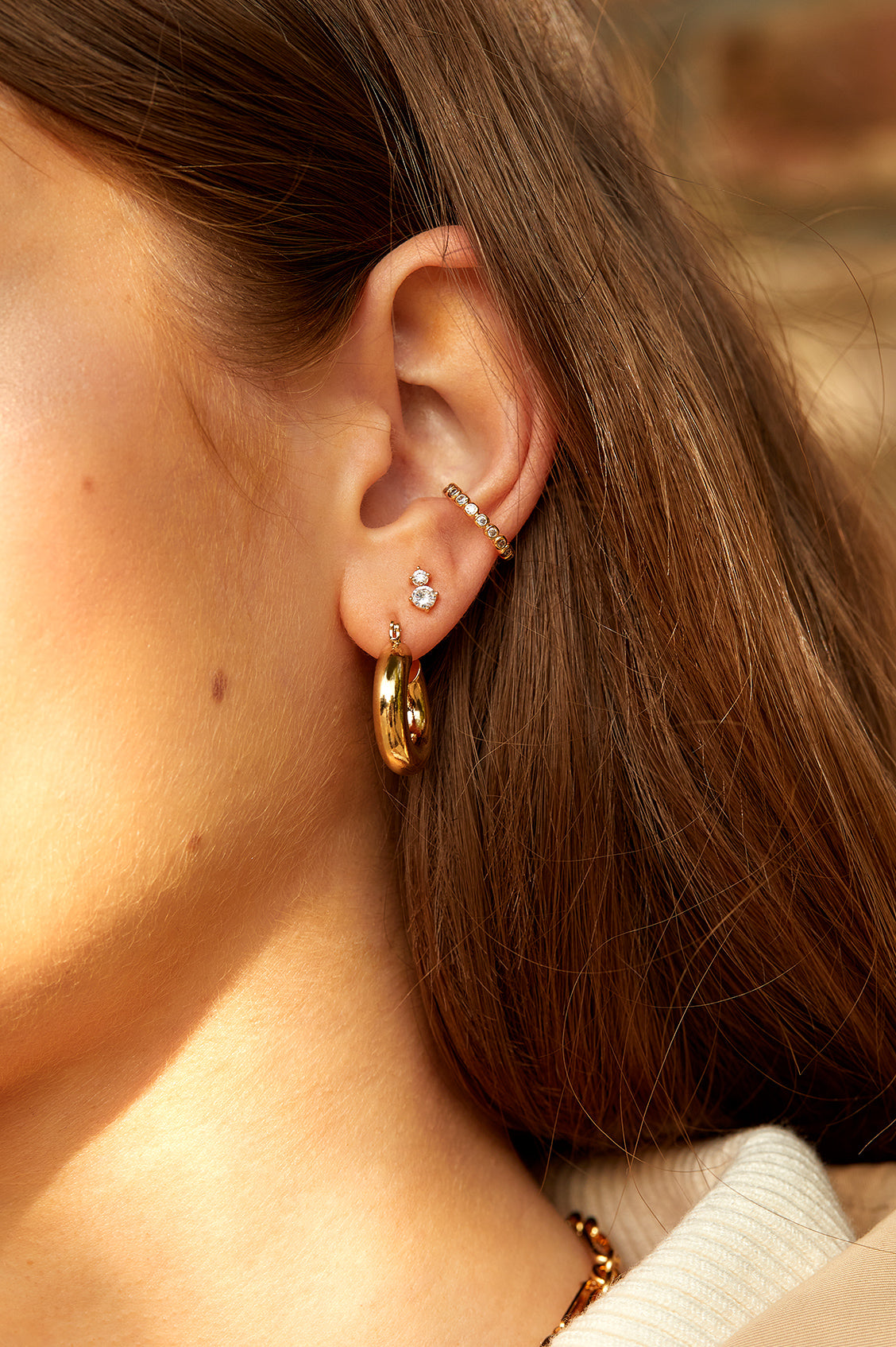 Stylish Trio Earrings Set for Women - Trendy Gold, Silver & Rose Gold Hoop Earrings - Perfect for Everyday Wear, Parties & Gifting