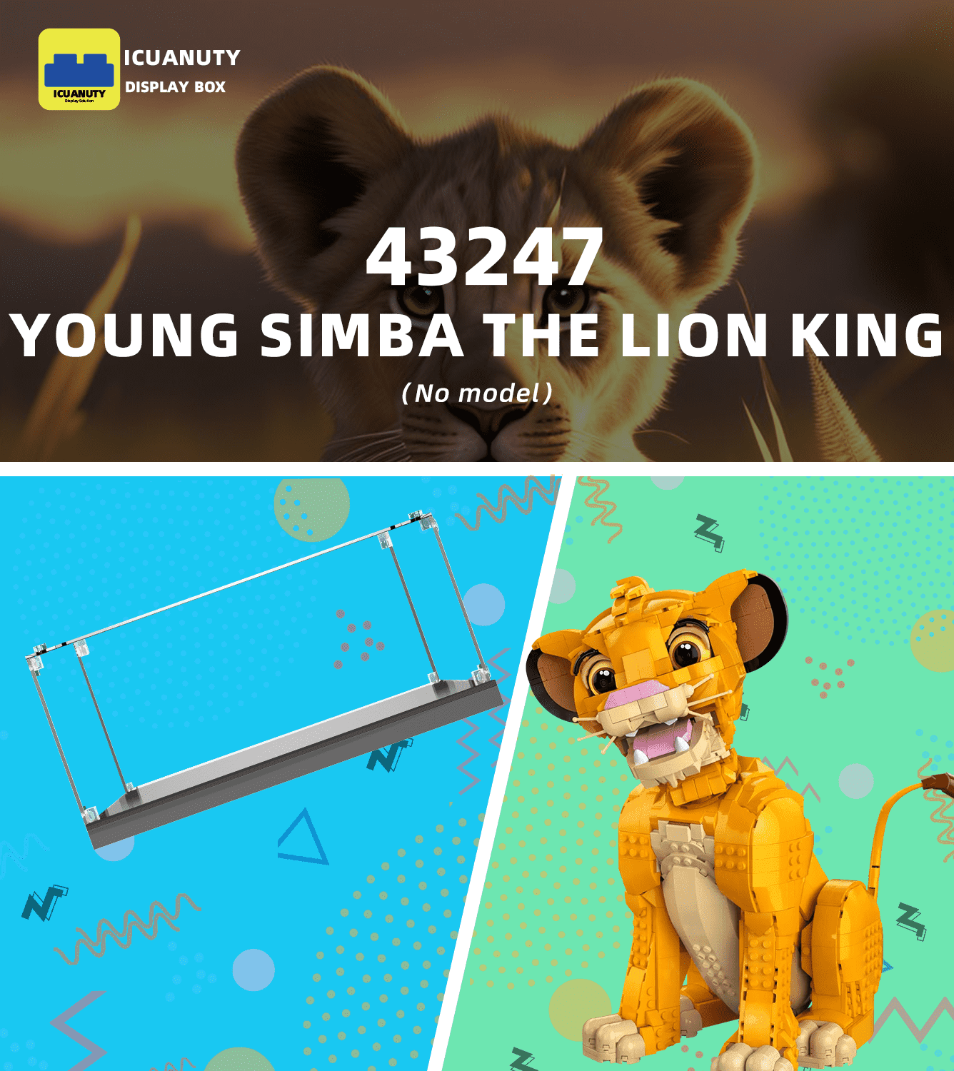 LEGO Young Simba The Lion King 43247 Display Case - Clear Protective Showcase for LEGO Collectibles | Perfect for Home Decor, Office Display & Gift Giving