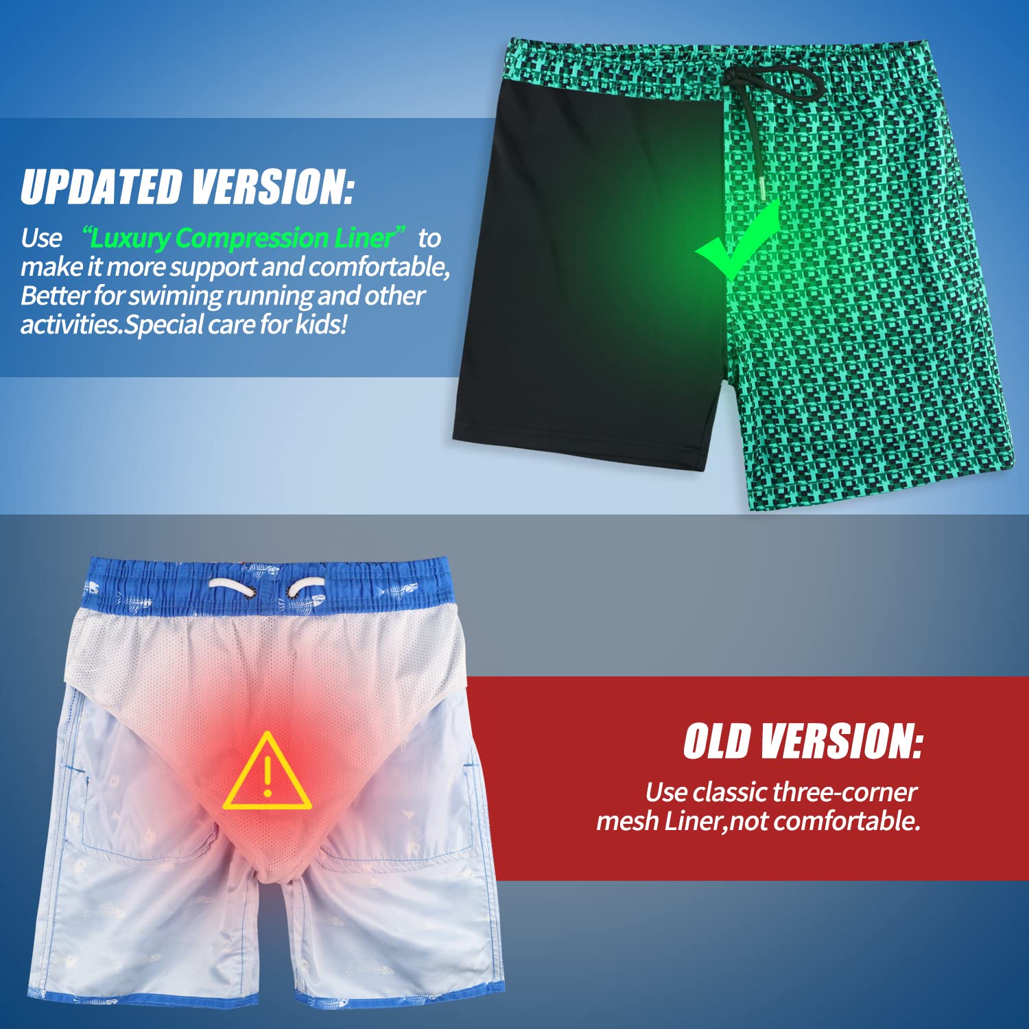 Upgraded Boys Swim Trunks with Compression Liner & Rash Guard Set - UPF 50+ Sun Protection for Toddlers - Perfect for Beach, Pool & Summer Water Activities