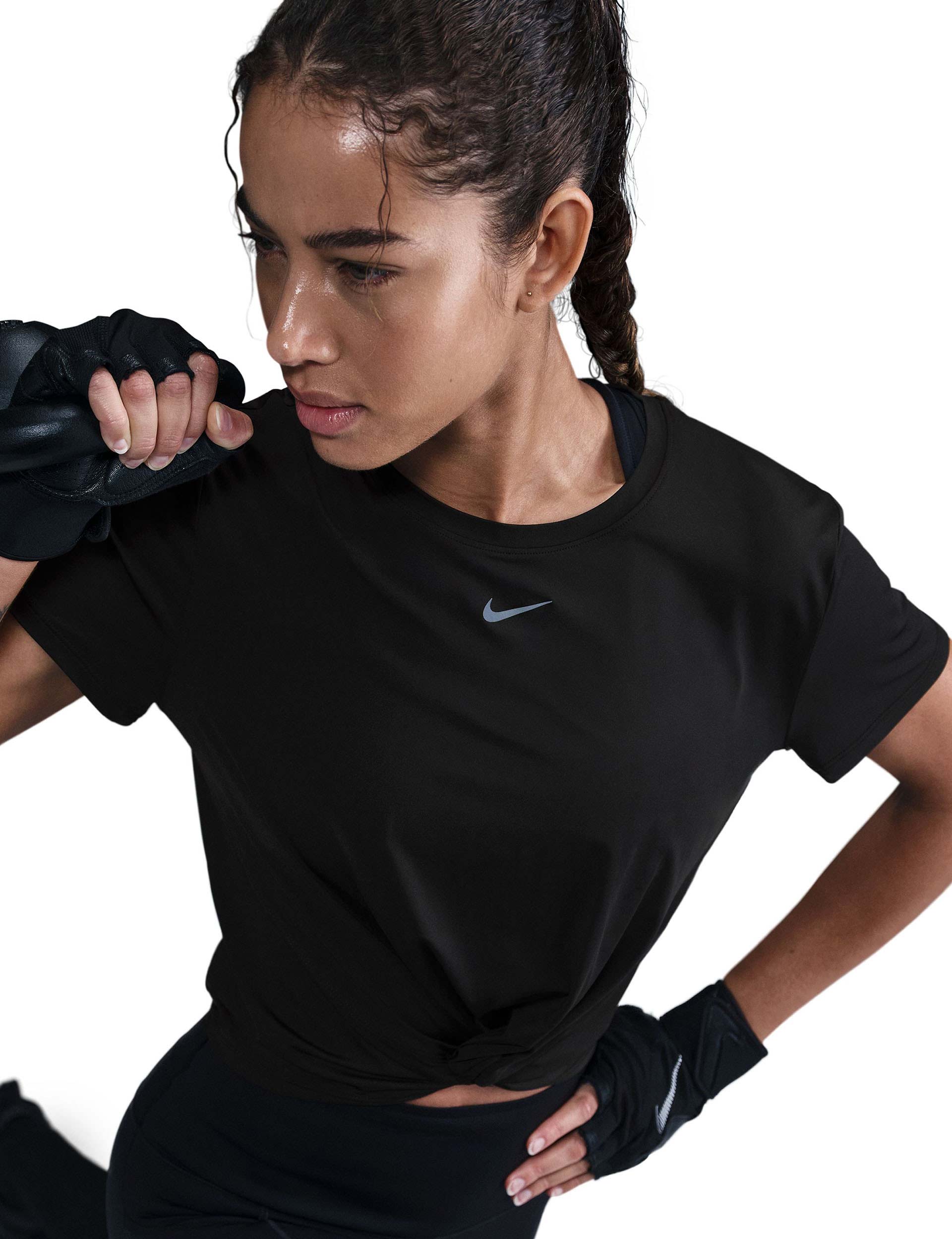 Classic Twist Short Sleeve T-Shirt for Women - Black | Casual Summer Top for Everyday Wear & Outings