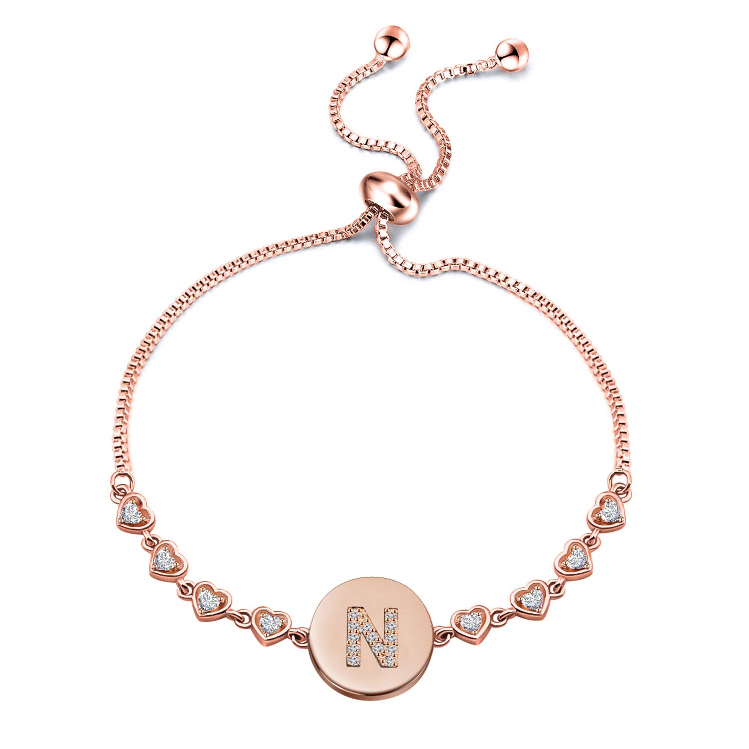 Rose Gold Initial Letter Bracelet for Women - Adjustable Chain Personalized Jewelry Gift for Mom, Wife, Girlfriend - Perfect for Birthdays, Anniversaries & Valentine's Day
