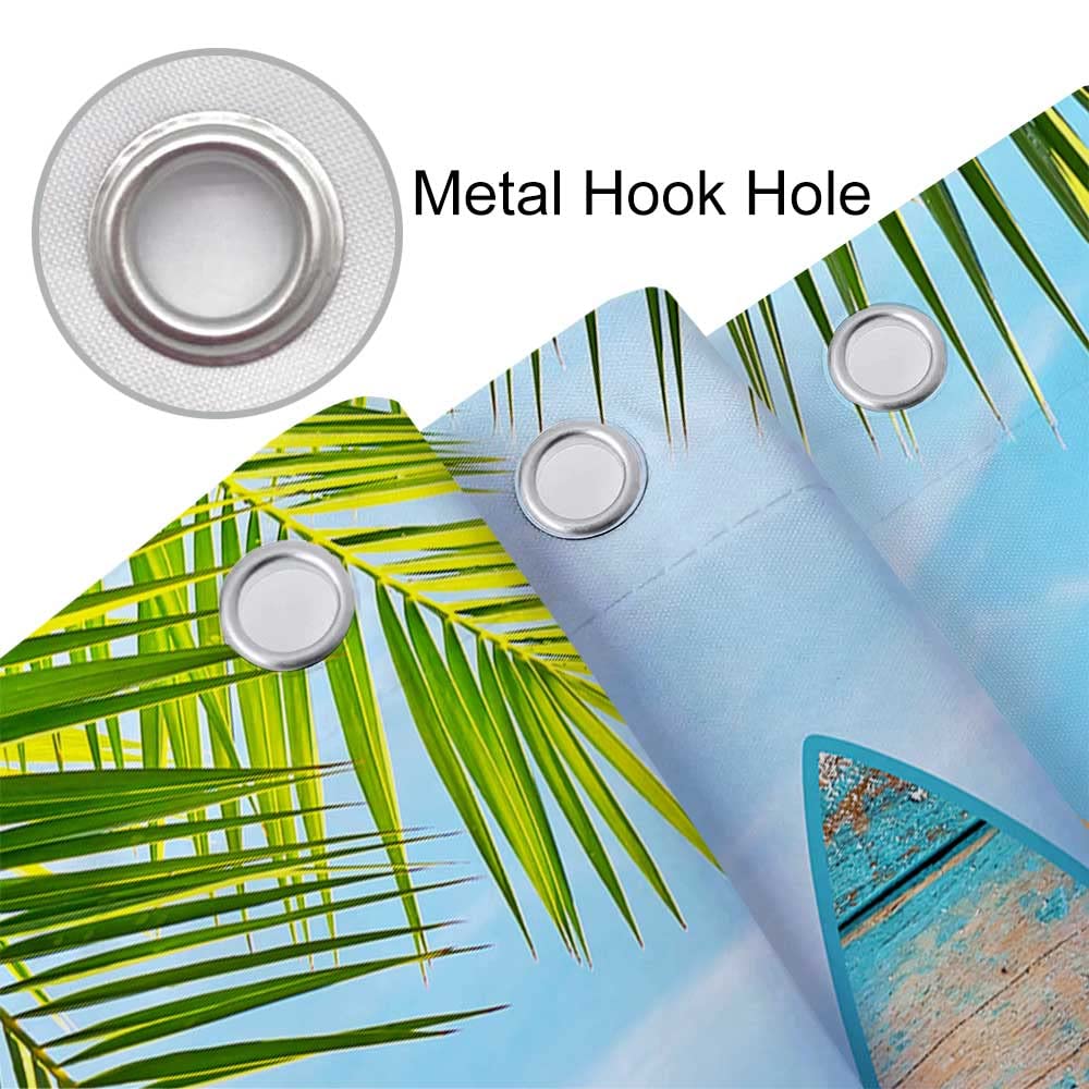 Waterproof Beach Shower Curtain Set - Tropical Ocean Seaside Bathroom Decor with Surfing Gnomes Design, 60x70 Inch Funny Coastal Theme Shower Curtain for Kids & Bathrooms | Perfect for Beach Houses, Vacation Rentals & Summer Home Decor