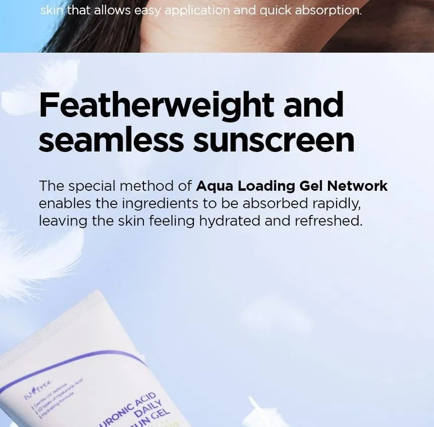 Isntree Hyaluronic Acid Daily Sun Gel SPF 50ml - Hydrating Sunscreen for Face with Hyaluronic Acid | Perfect for Daily UV Protection & Skincare Routine