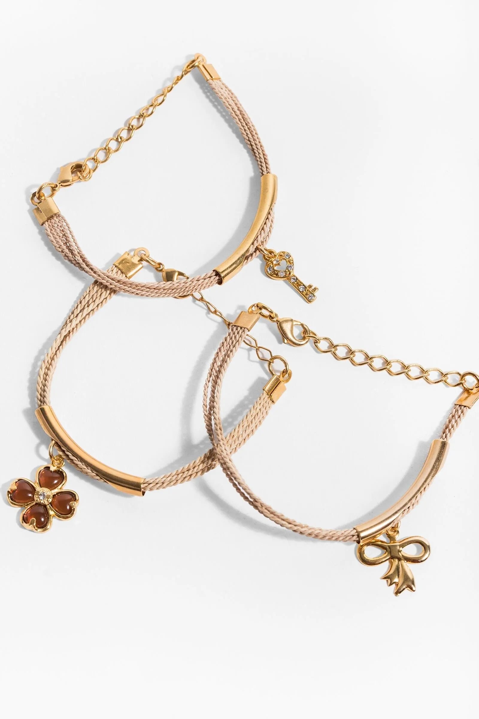 Golden Key Charm Bracelet Set of 3 - Elegant Jewelry for Women, Gift for Her - Perfect for Birthday, Anniversary & Special Occasions
