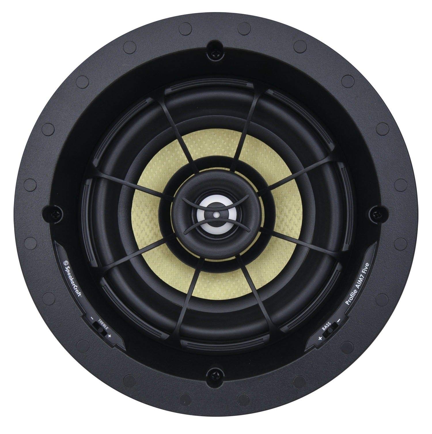 SpeakerCraft Profile AIM7 5-Inch In-Ceiling Speaker with Adjustable Woofer - Premium Home Audio System for Dolby Atmos & Surround Sound (Black) - Perfect for Home Theater, Living Room & Office