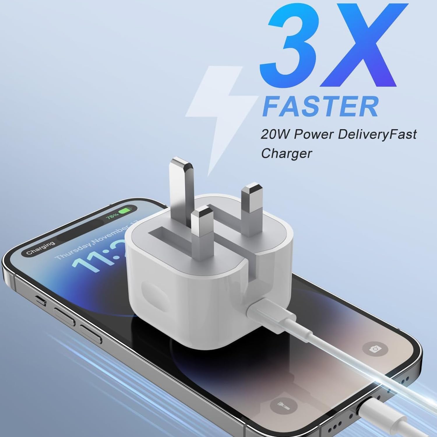 KP TECHNOLOGY 20W PD Fast Charger for Samsung Galaxy Z Flip 6 / Galaxy Z Fold 6 5G - USB C Wall Charger with Foldable Plug & Cable - Power Delivery Charging Adapter (White) - Perfect for Travel, Home & Office Use