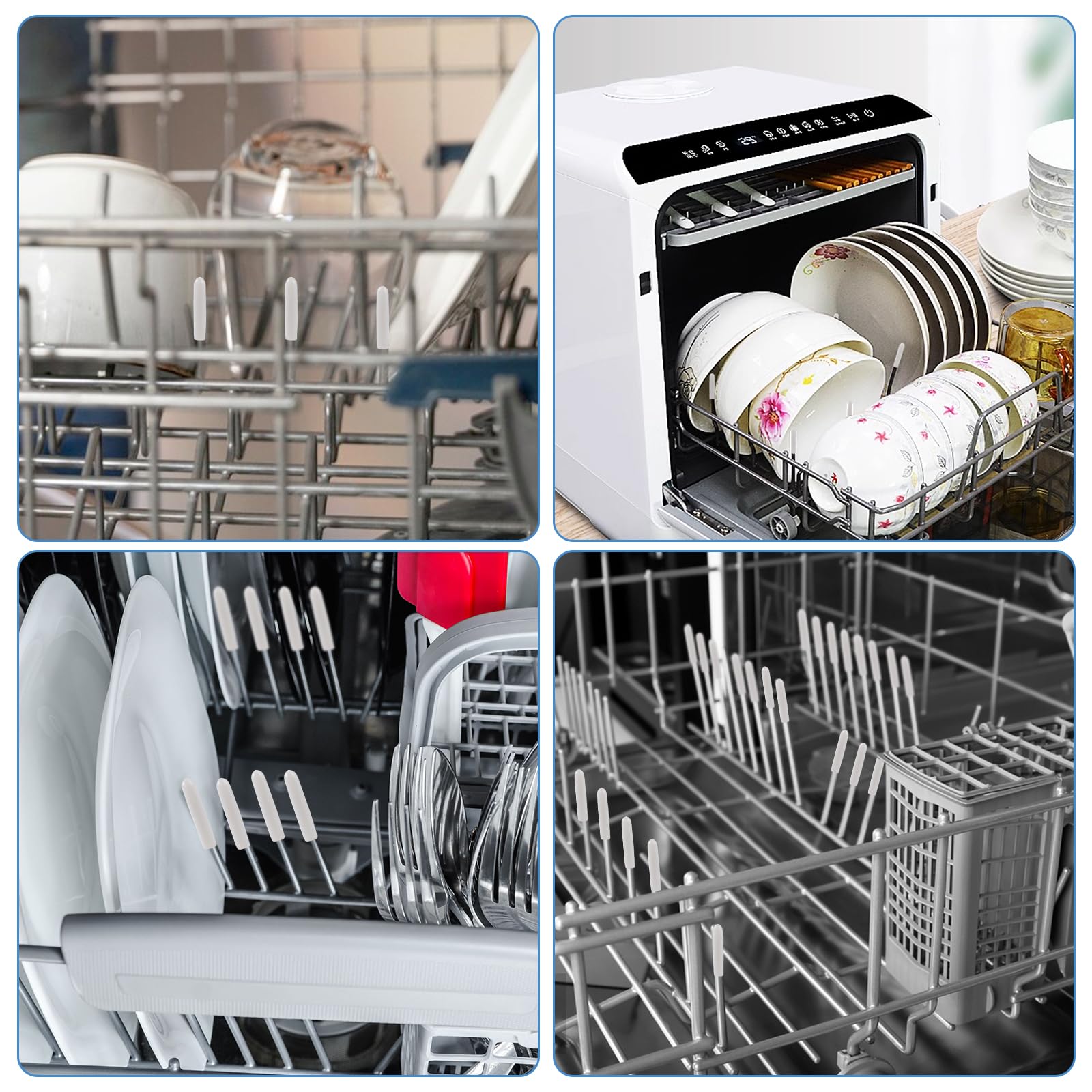Bewudy 100-Pack Universal Dishwasher Rack Repair Kit - 1 Inch White Round End Caps for Tine Prongs, Durable Rack Coating & Replacement Tips - Fix Loose or Broken Dishwasher Racks for Bosch, Whirlpool, GE & More - Perfect for Kitchen Appliance Maintenance & DIY Repairs