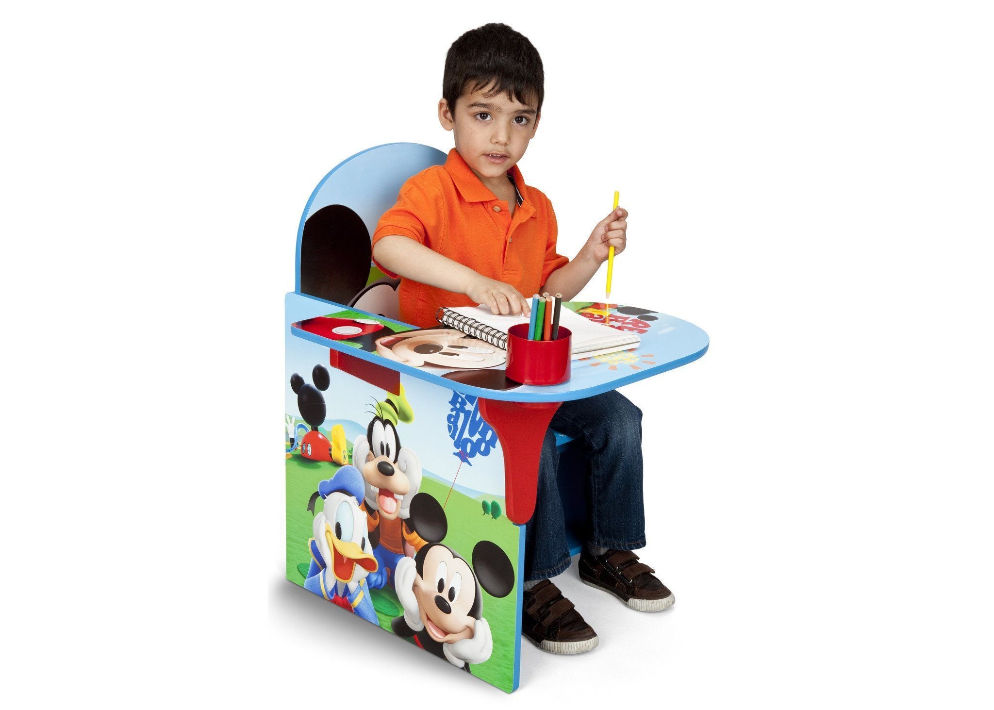 Mickey Mouse Kids Chair with Storage Desk - Study & Play Furniture for Children's Room, Nursery, or Playroom - Perfect for Homework, Drawing, and Organizing Toys