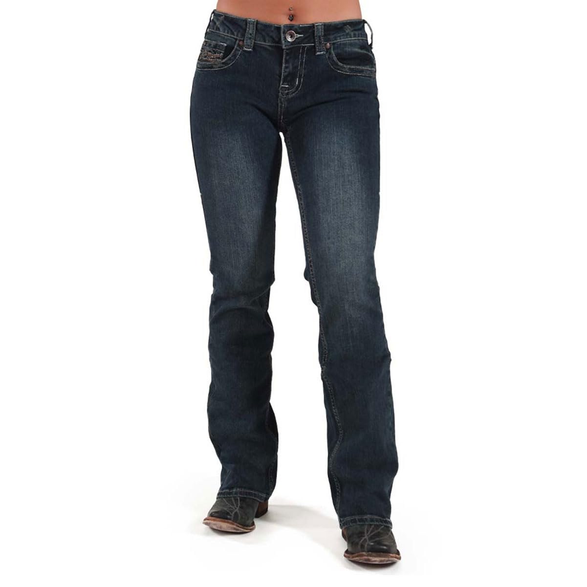 Cowgirl Tuff Women's Dark Wash Bootcut Jeans - Comfortable Denim Pants for Riding & Western Style | Perfect for Rodeo, Ranch Work & Casual Wear