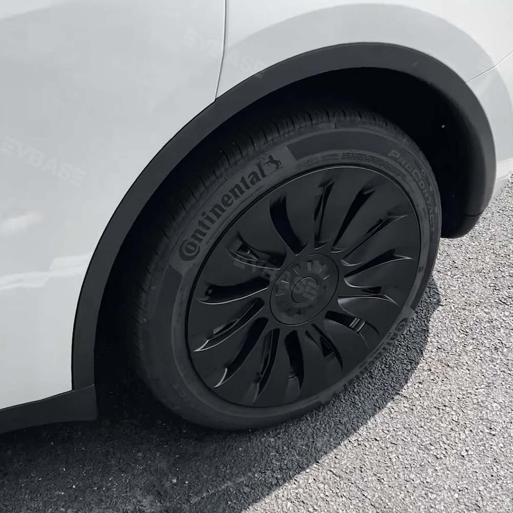 4PCS Tesla Model Y Wheel Caps - Überturbine Style 19-Inch Gemini Wheel Covers in Matte Black | Perfect for Model Y 2020-2023 | Enhance Style & Protect Wheels from Scratches