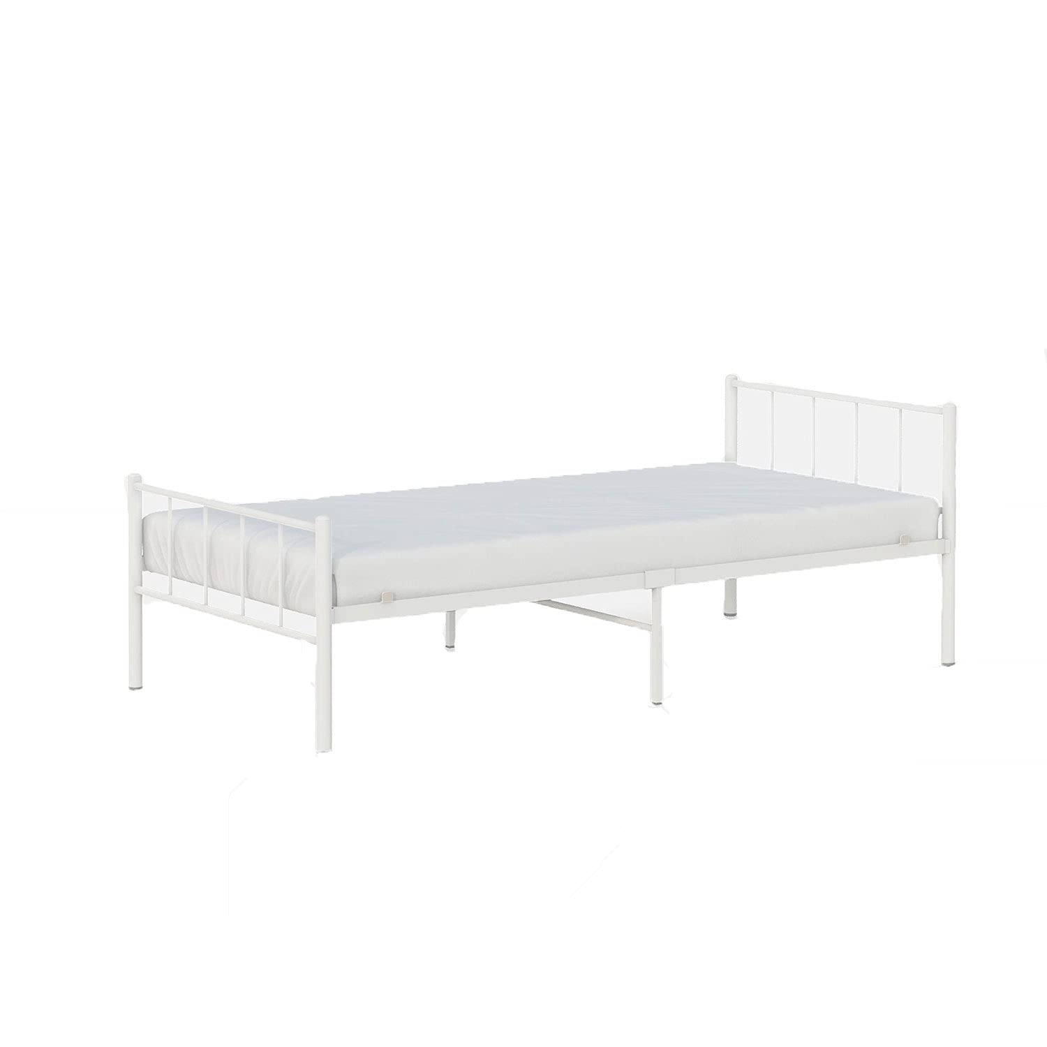 **Austin Twin Size Bed Frame - Sturdy Steel Modern Design Kids Bed with Strong Support for Children's Bedroom, No Box Spring Needed (White) - Perfect for Small Spaces, Guest Rooms & Dormitories**