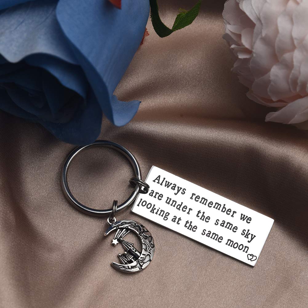 Long Distance Relationship Gifts - 'Always Under The Same Sky' Engraved Keychain for Couples, Best Friends, Boyfriend & Husband - Perfect for Anniversaries, Valentine's Day & Romantic Keepsakes