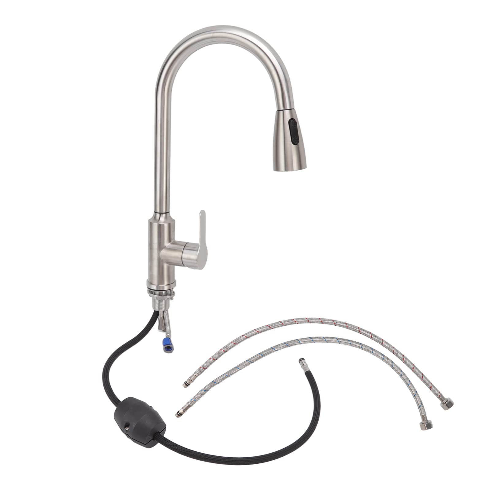Haofy Stainless Steel Pull Down Kitchen Faucet with Sprayer - G1/2 Thread, Rust-Resistant Design for Modern Sinks | Perfect for Washing Dishes, Filling Pots & Cleaning Countertops
