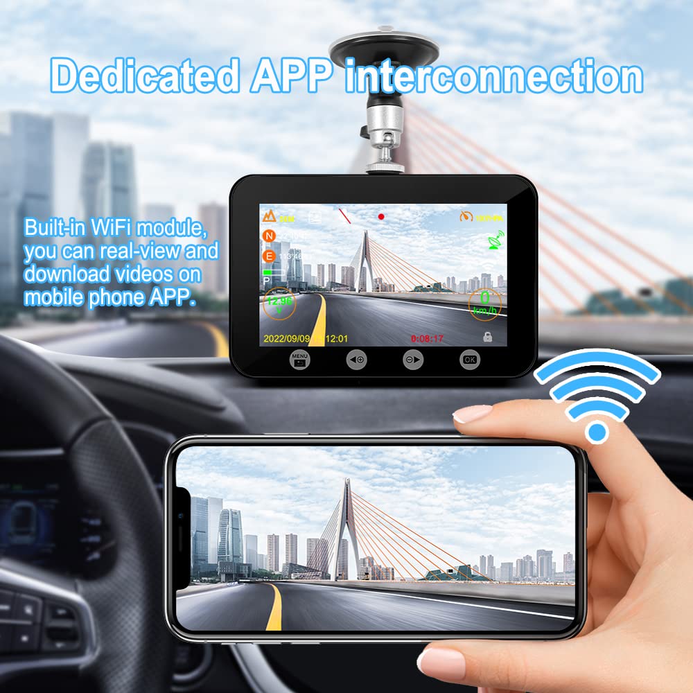 VSYSTO 3CH WiFi Truck Dash Cam with 4.5