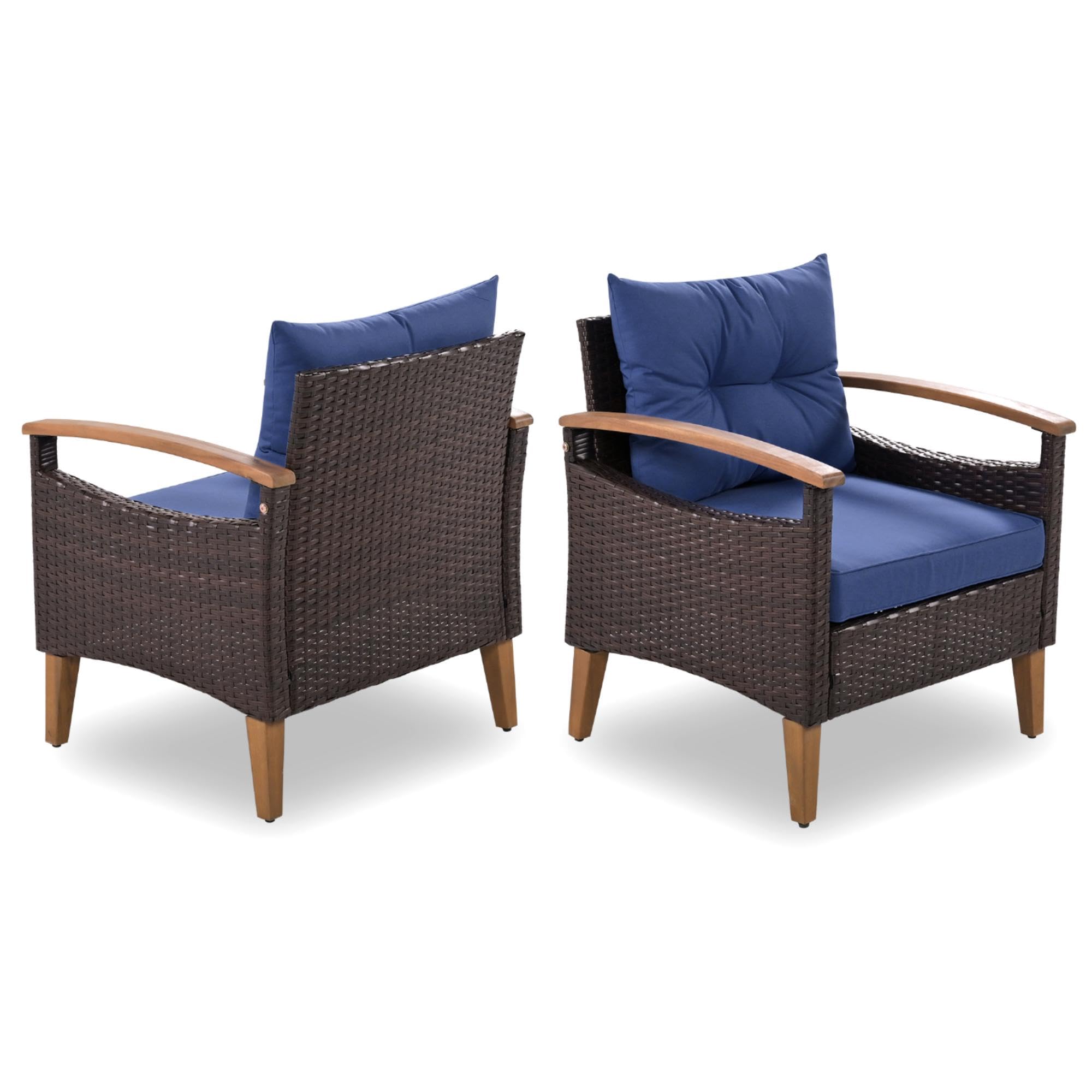 4-Piece Outdoor Patio Furniture Set with Coffee Table & Cushions - Garden Conversation Set for Backyard, Porch or Poolside (Blue) - Perfect for Relaxing, Entertaining & Outdoor Dining
