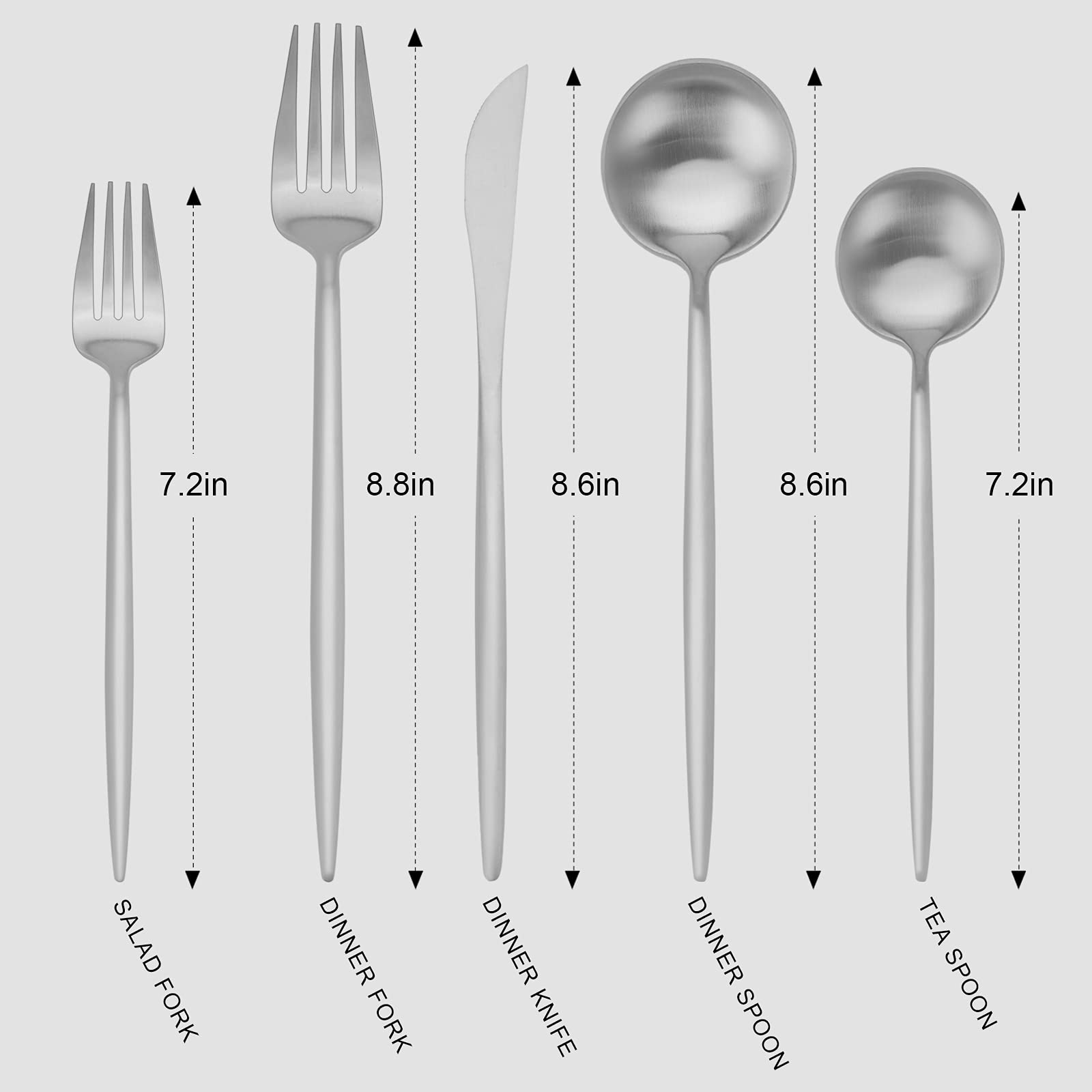 Vanys 20-Piece Matte Silverware Set - Stainless Steel Flatware Cutlery Set for 4 People with Knives, Spoons & Forks - Satin Finish Kitchen Utensils for Everyday Dining & Dinner Parties